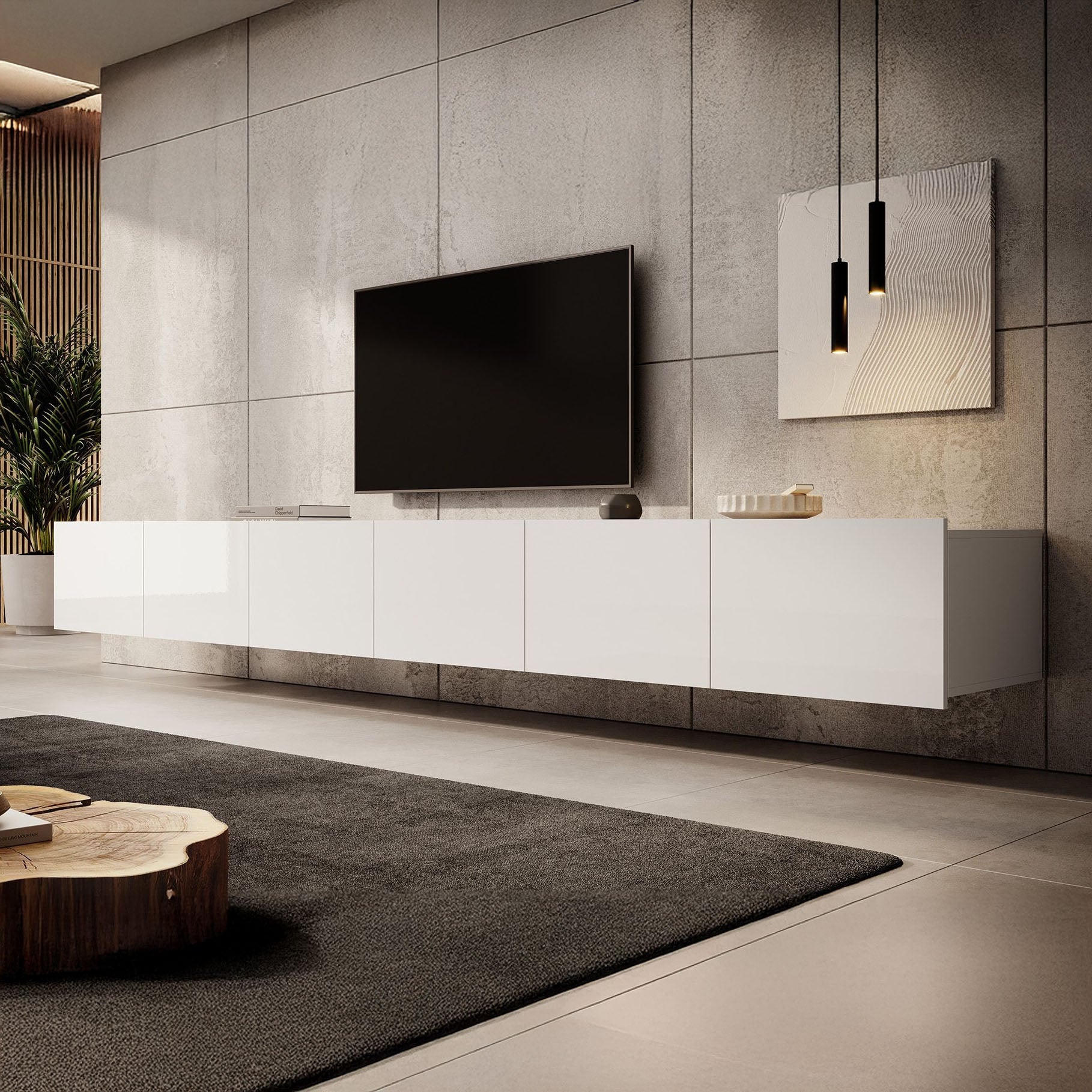 TV meubel Ravenna B Foil MDF 58x150x42 Zwart/Beige | Leen Bakker TV meubel Ravenna B Foil MDF 58x150x42 Zwart/Beige | Leen Bakker