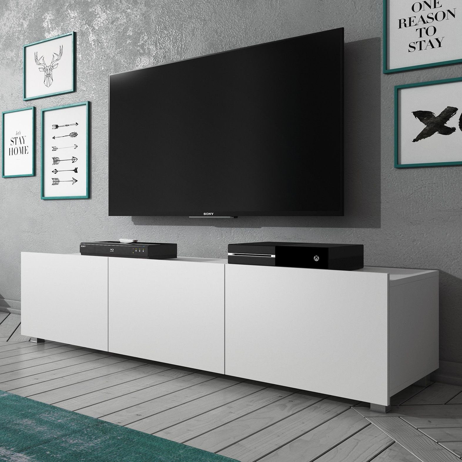 Calgary - TV-Meubel met 3 deuren - Mat wit - 150 cm