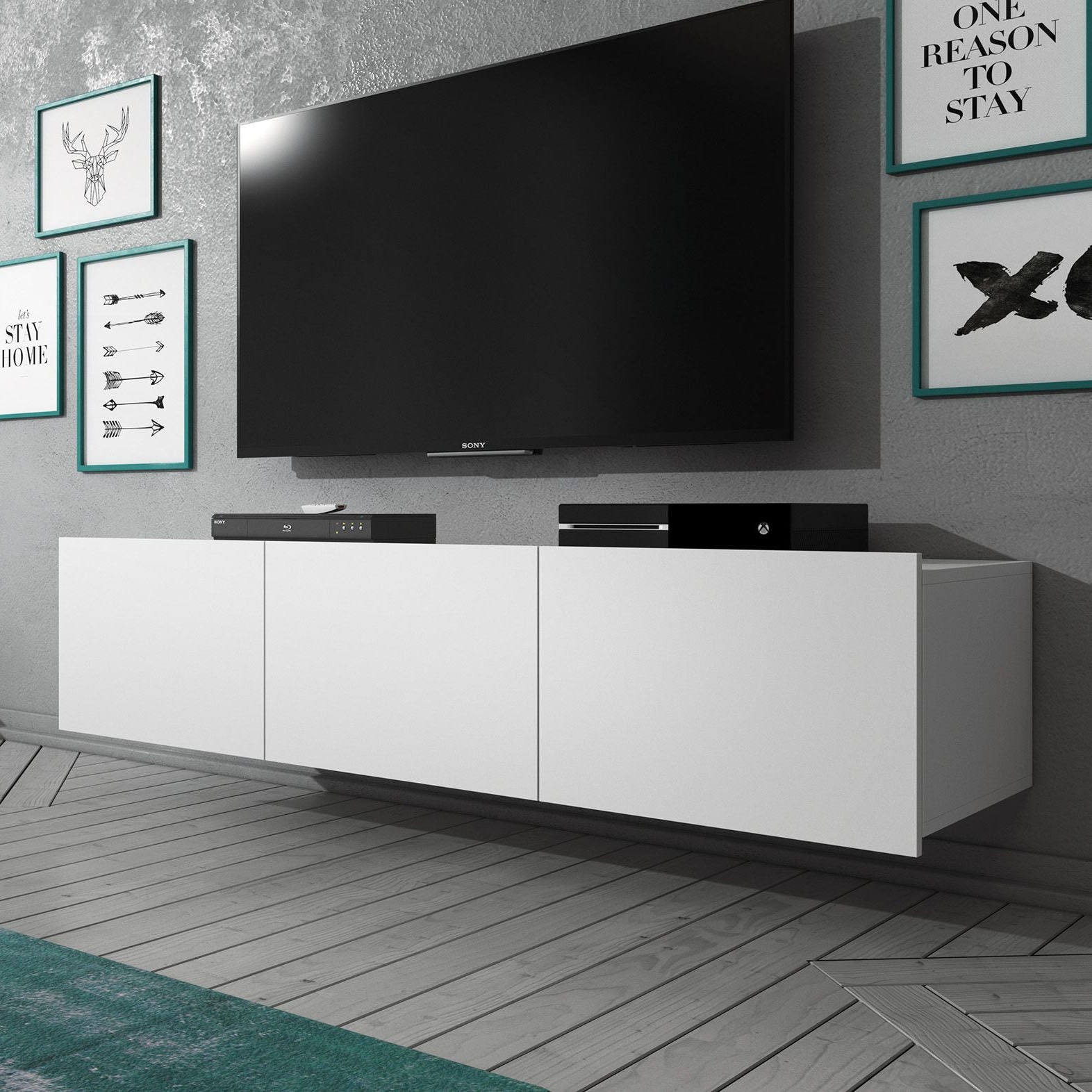 Calgary - TV-Meubel met 3 deuren - Mat wit - 150 cm