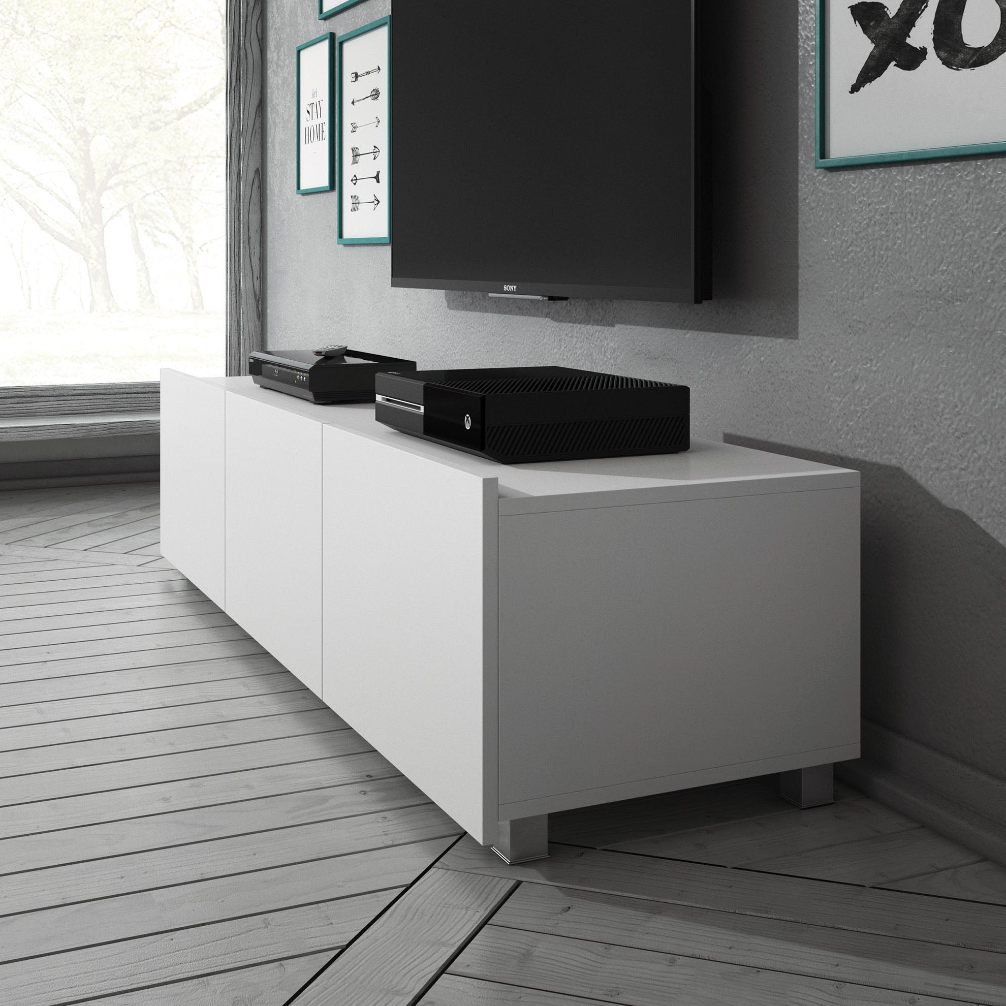 Calgary - TV-Meubel met 3 deuren - Mat wit - 150 cm