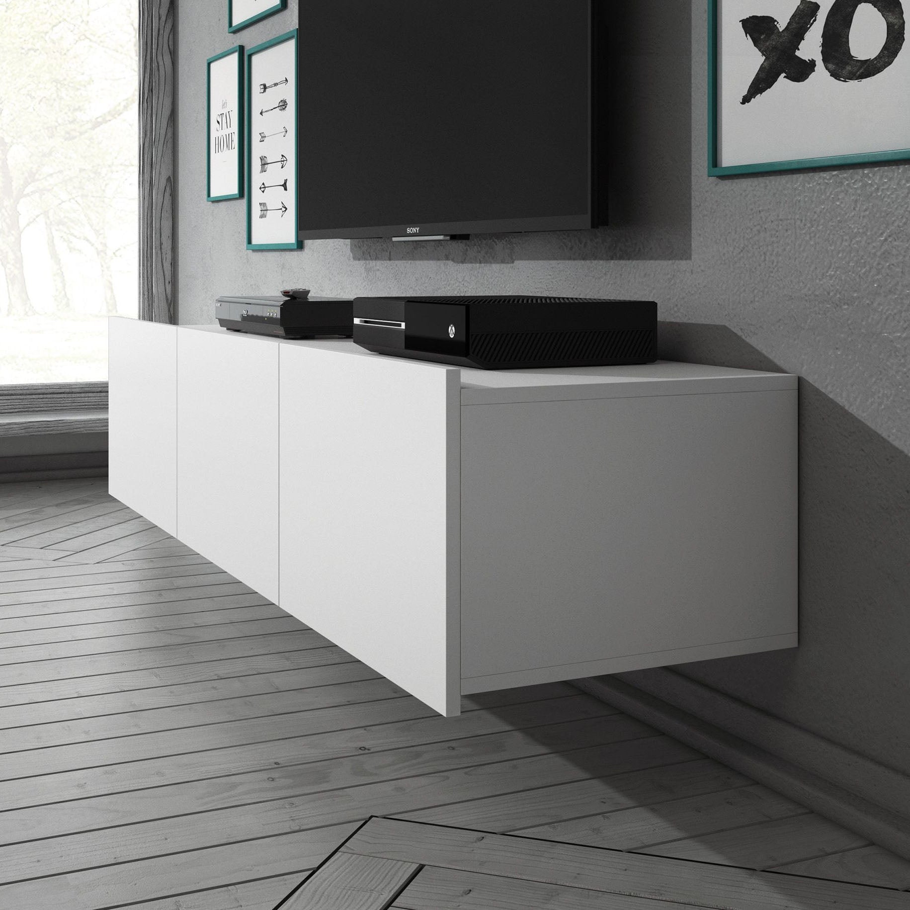 Calgary - TV-Meubel met 3 deuren - Mat wit - 150 cm