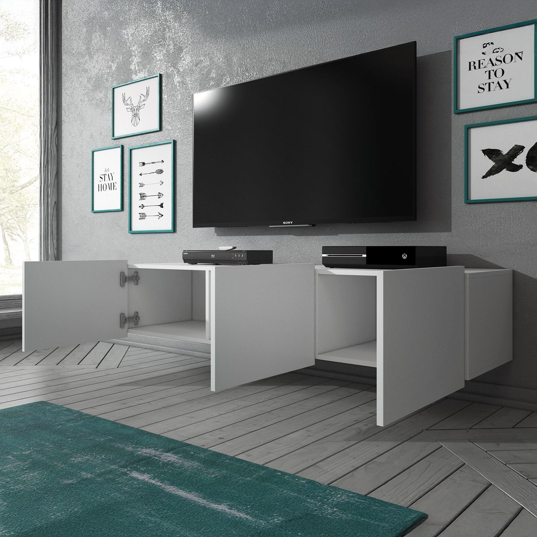 Calgary - TV-Meubel met 3 deuren - Mat wit - 150 cm