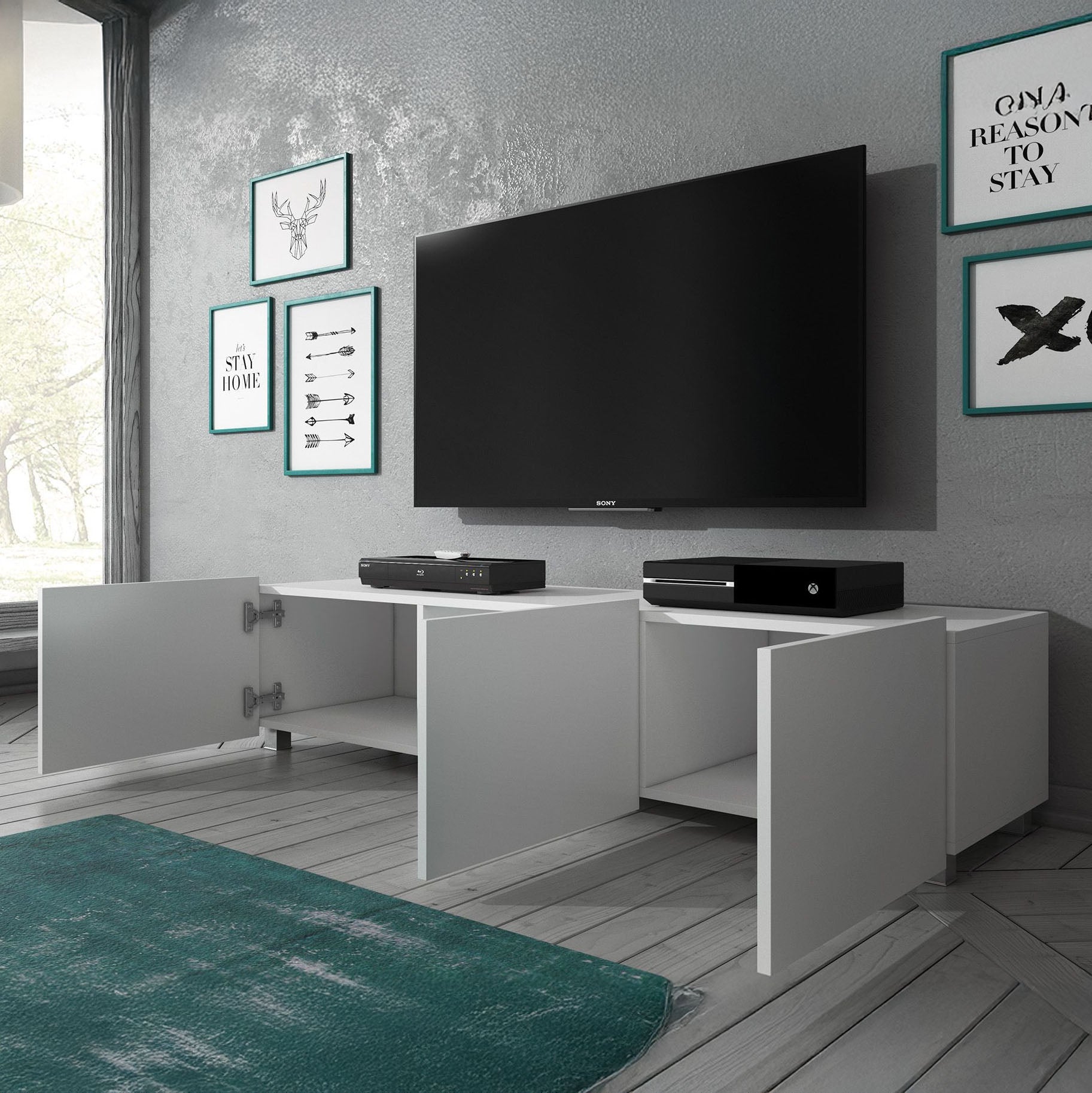 Calgary - TV-Meubel met 3 deuren - Mat wit - 150 cm