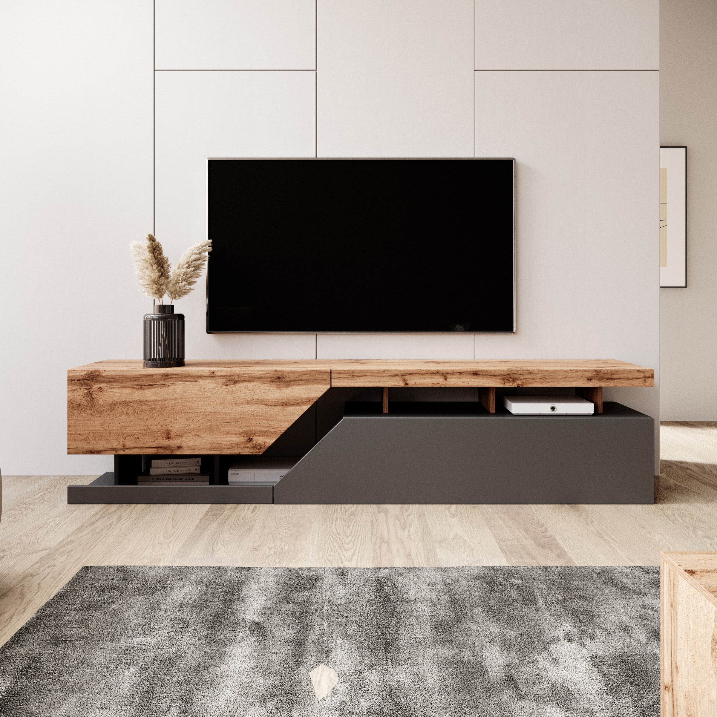 Canberra - TV-Meubel - Eiken/antraciet