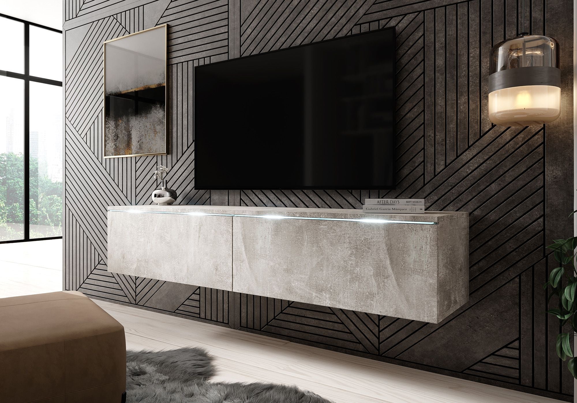 Dixon - TV-Meubel - Betonlook  - 140 cm