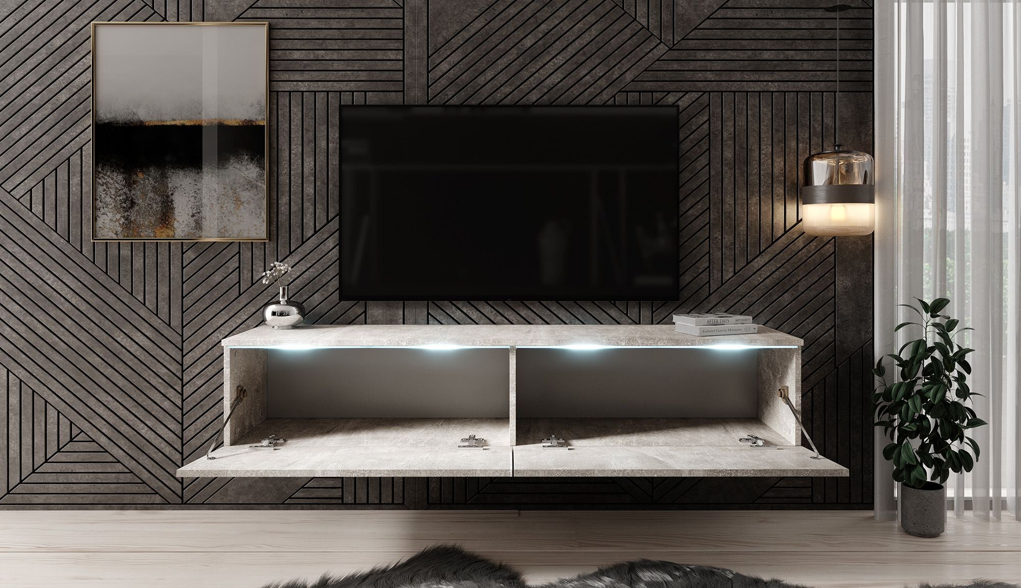 Dixon - TV-Meubel - Betonlook  - 140 cm