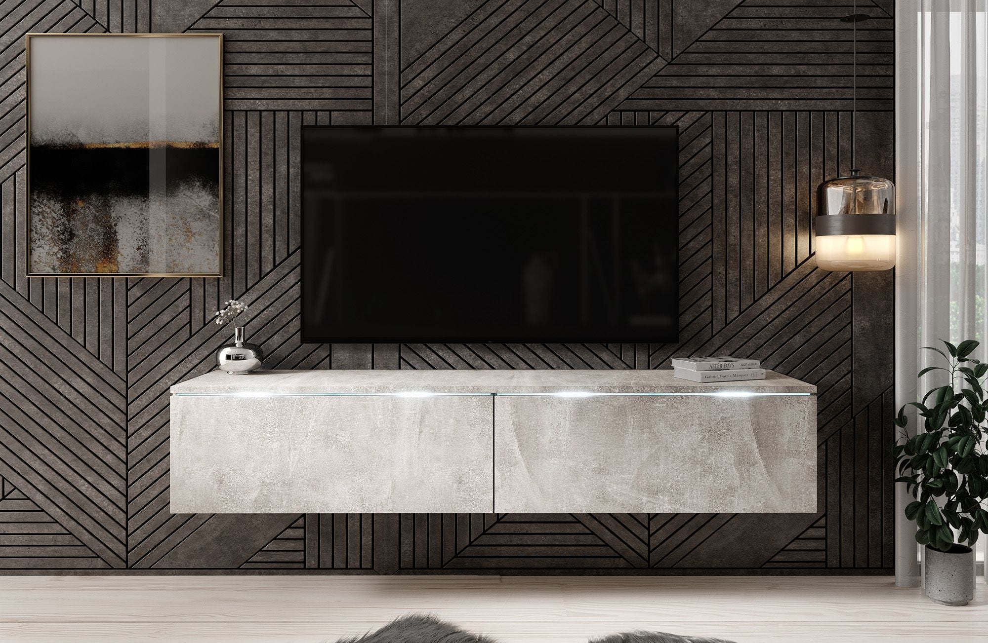 Dixon - TV-Meubel - Betonlook  - 140 cm