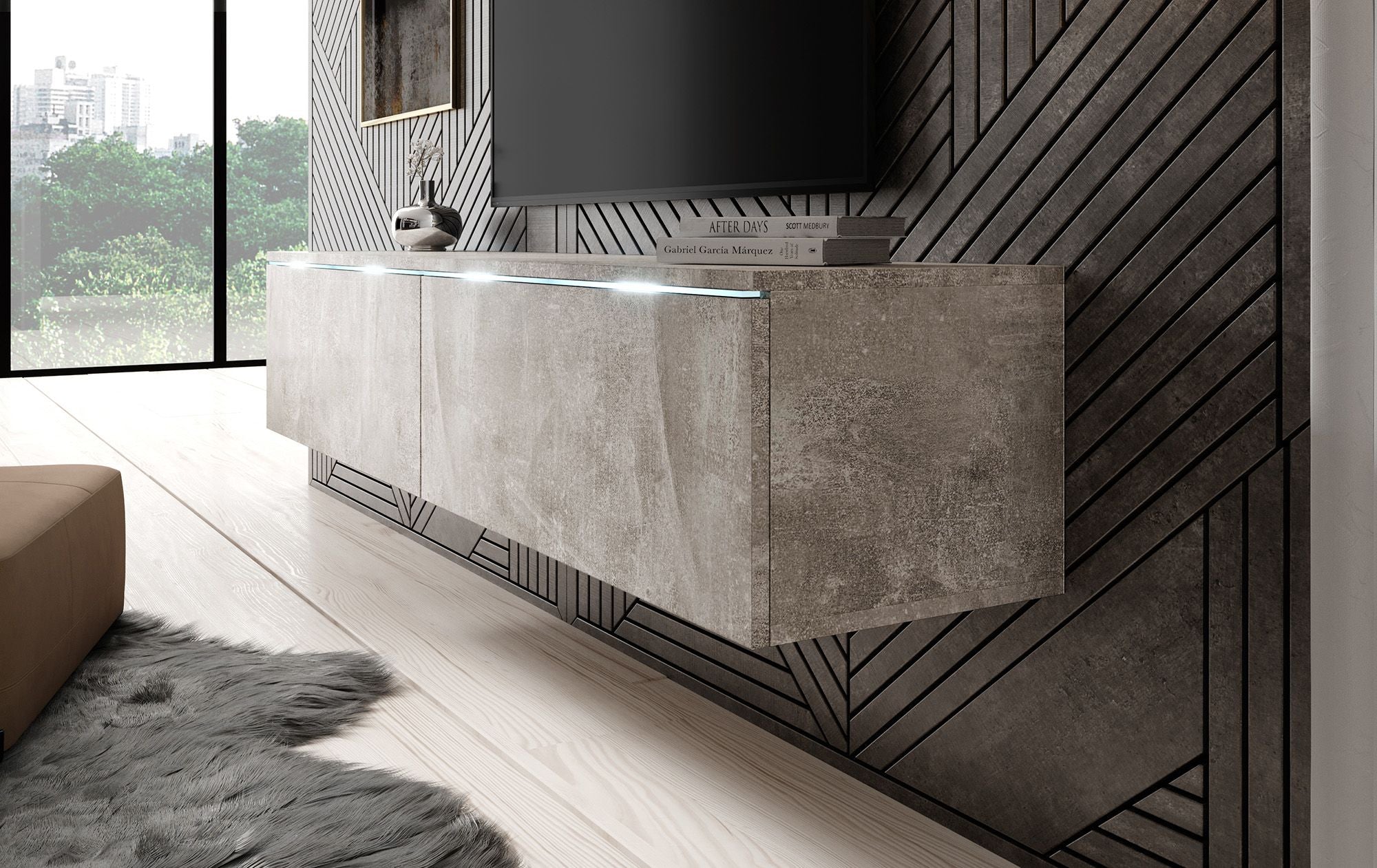 Dixon - TV-Meubel - Betonlook  - 140 cm