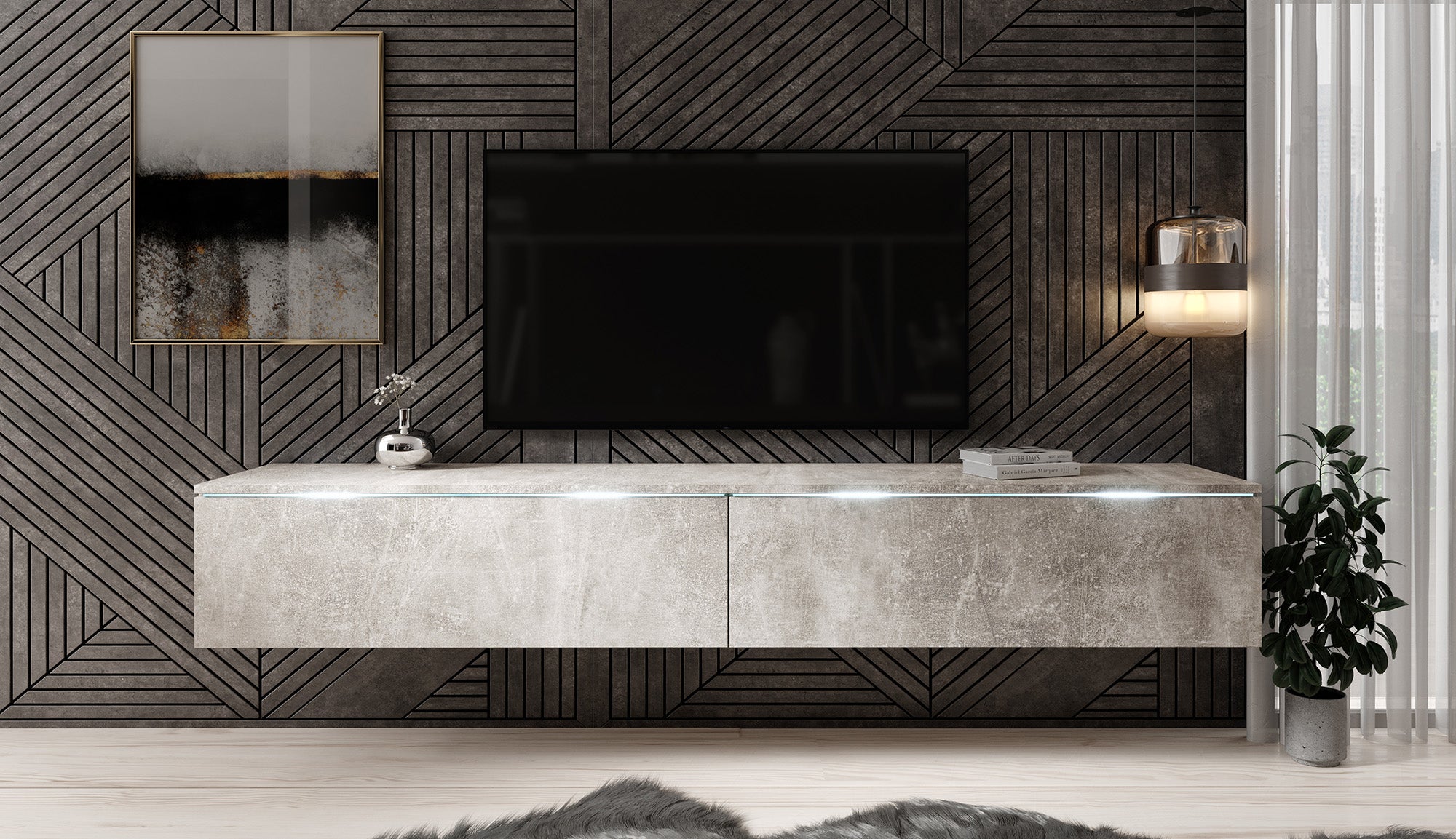 Dixon - TV-Meubel - Betonlook  - 180 cm