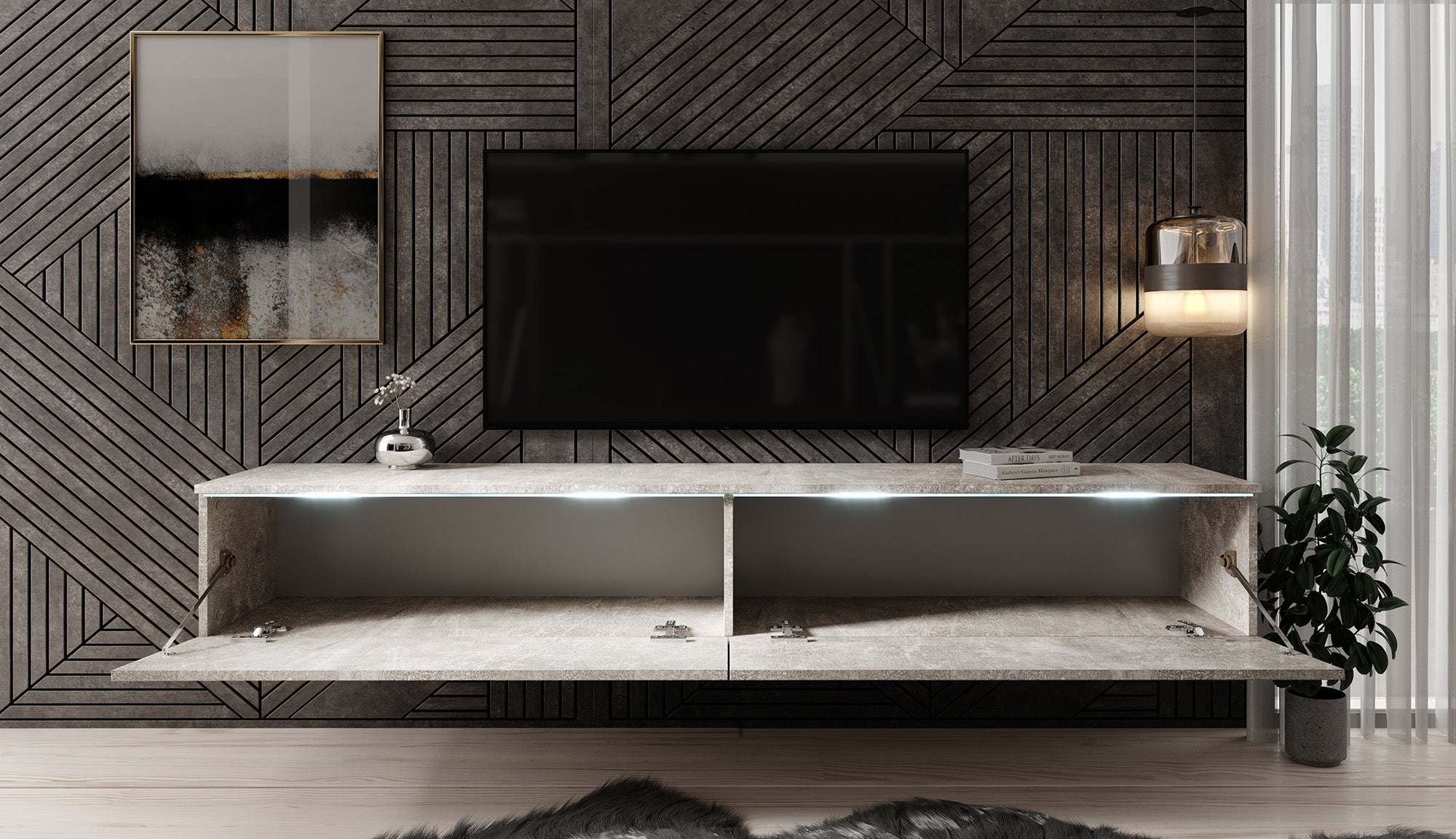 Dixon - TV-Meubel - Betonlook  - 180 cm