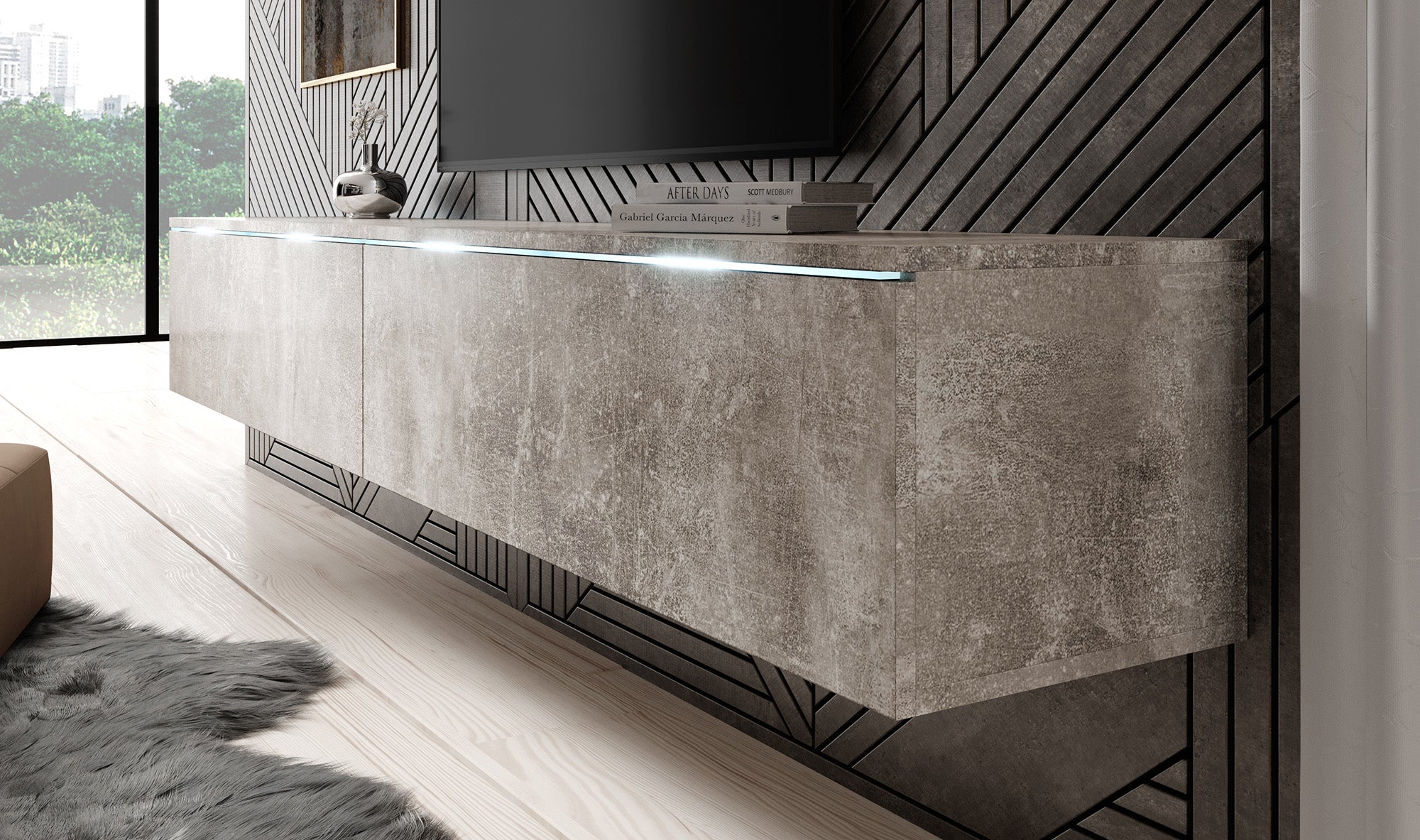 Dixon - TV-Meubel - Betonlook  - 180 cm