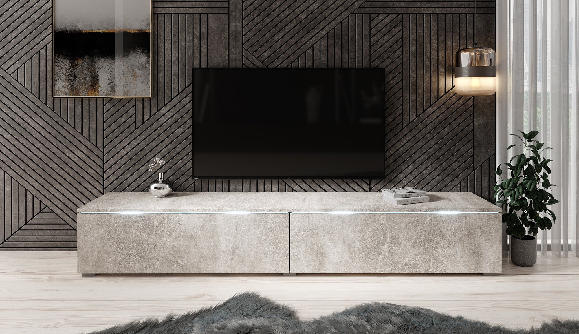 Dixon - TV-Meubel - Betonlook  - 180 cm