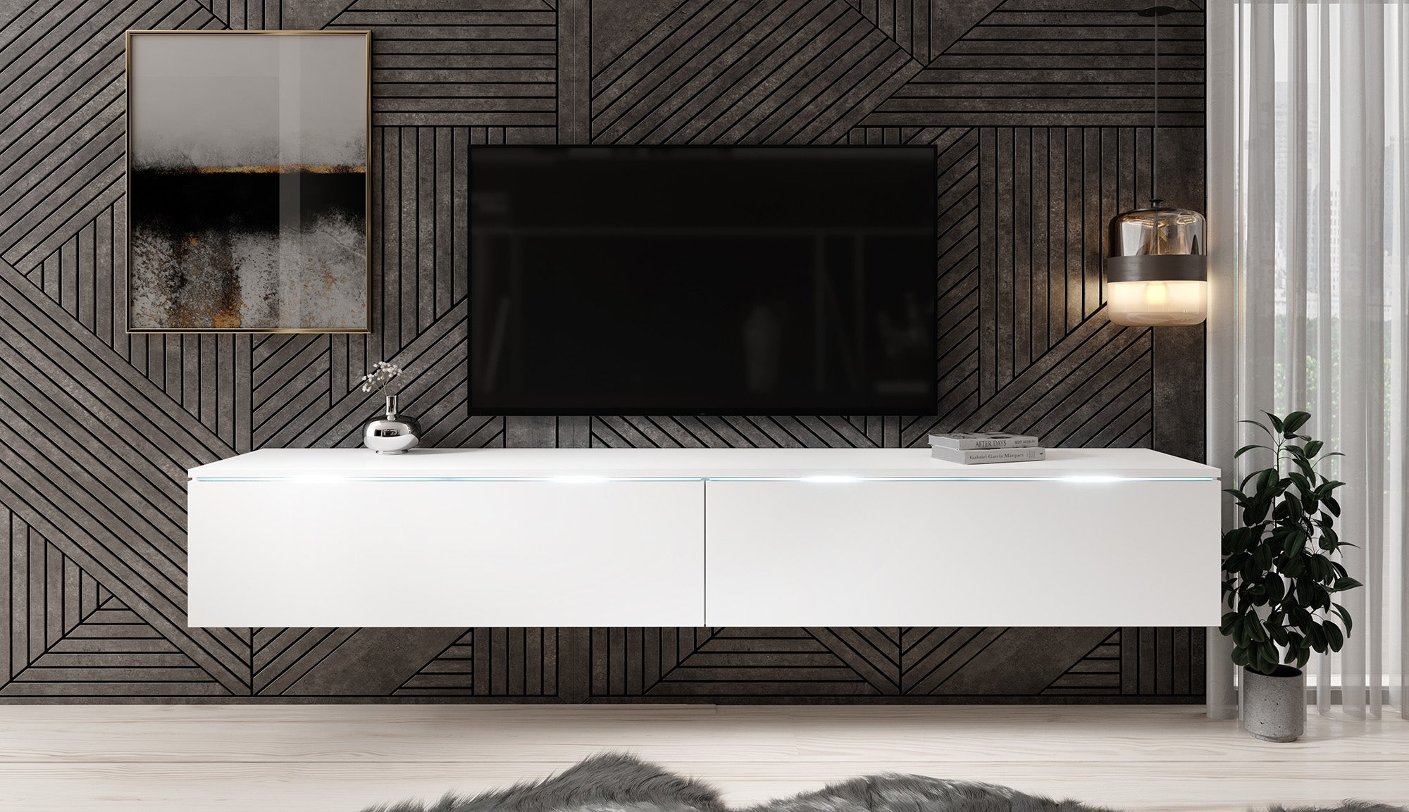 Dixon - TV-Meubel - Mat wit - 180 cm