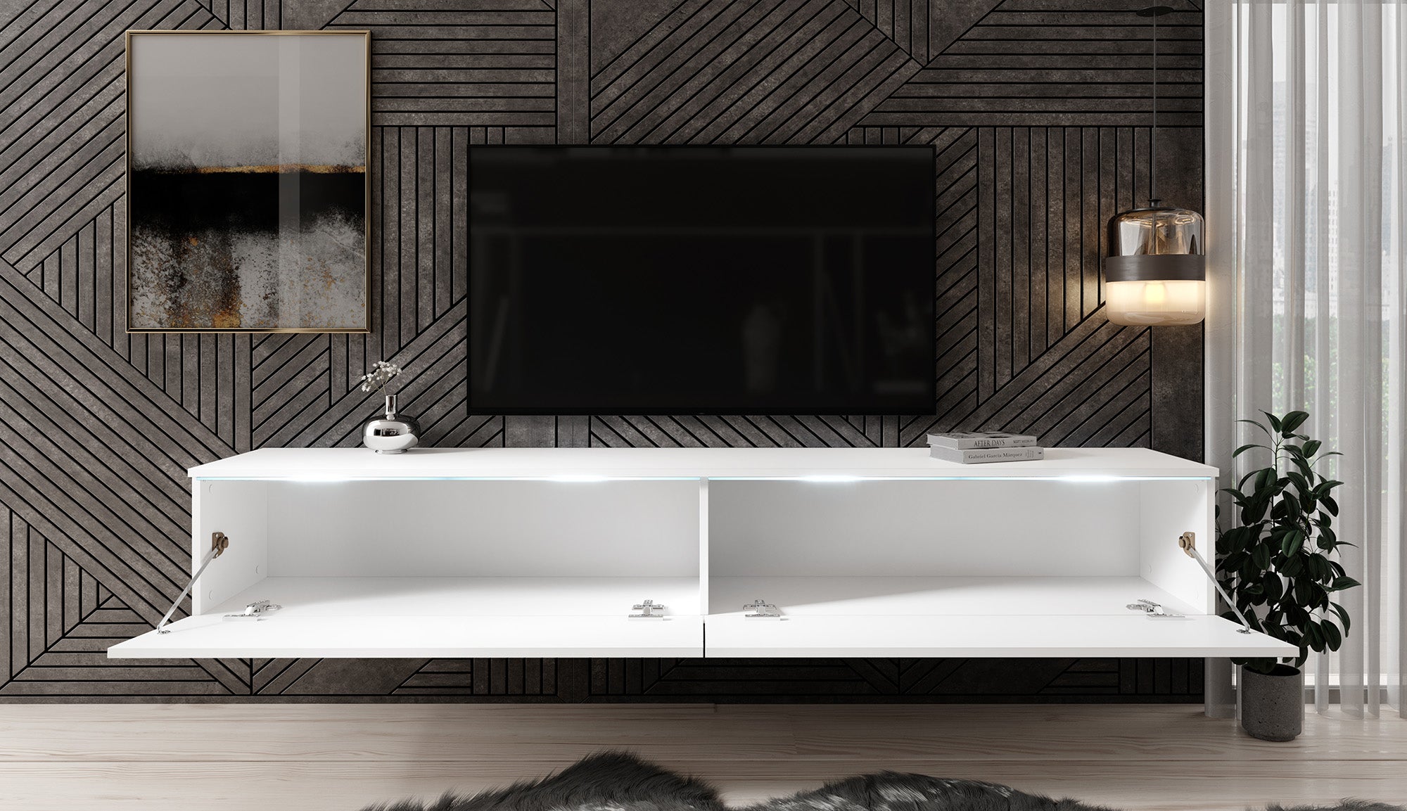 Dixon - TV-Meubel - Mat wit - 180 cm