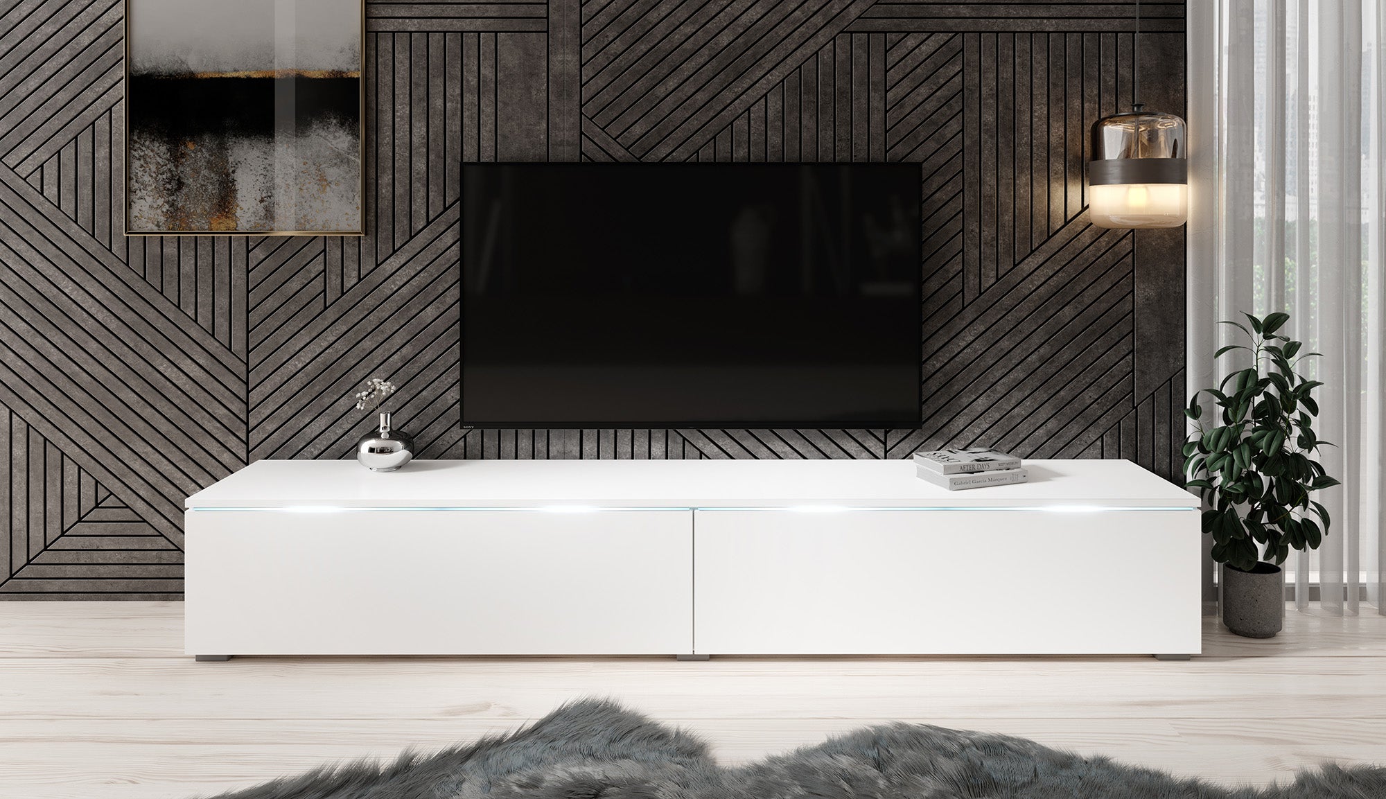 Dixon - TV-Meubel - Mat wit - 180 cm