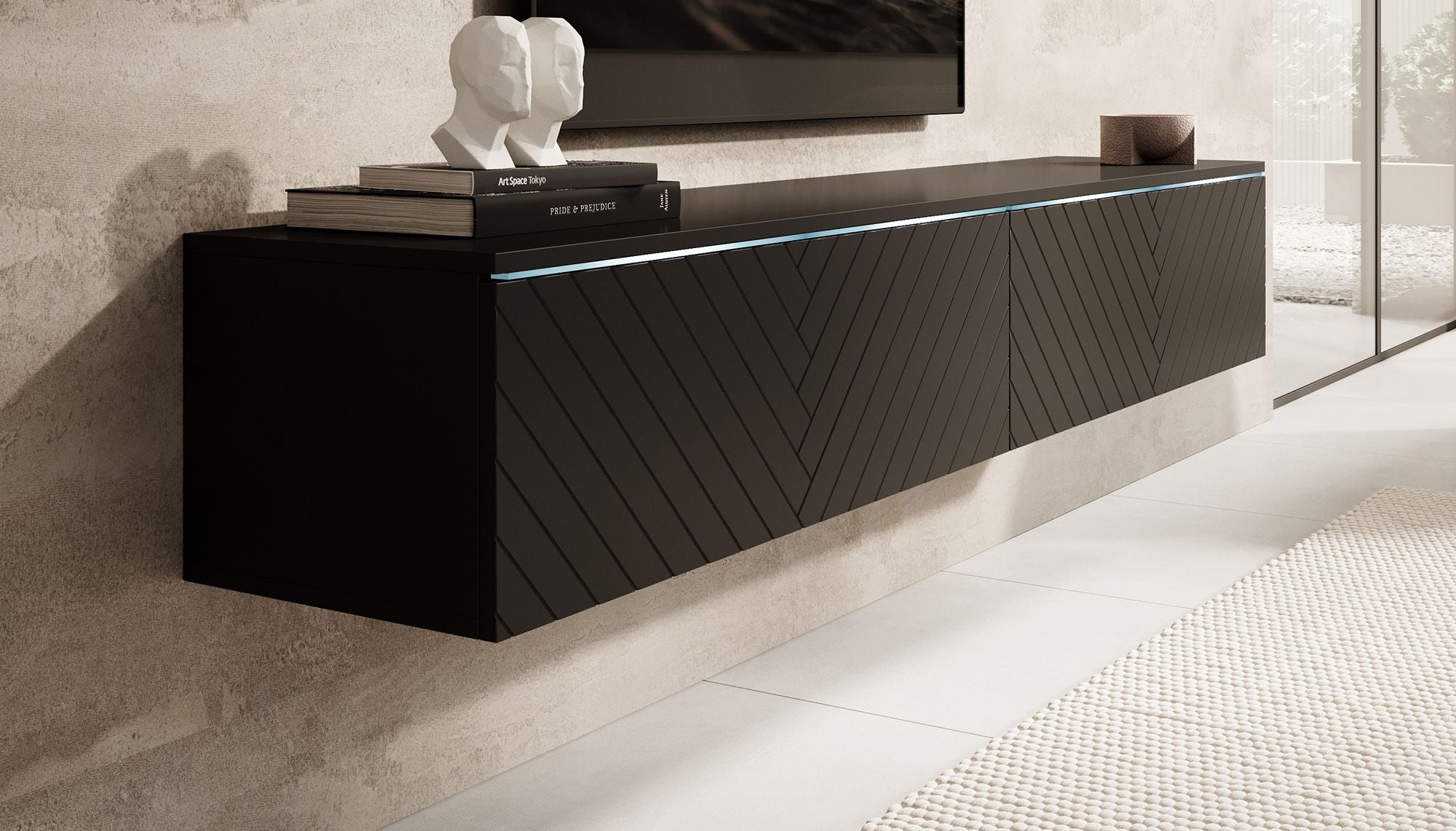 Dixon - TV-Meubel - Zwart visgraat - 180 cm