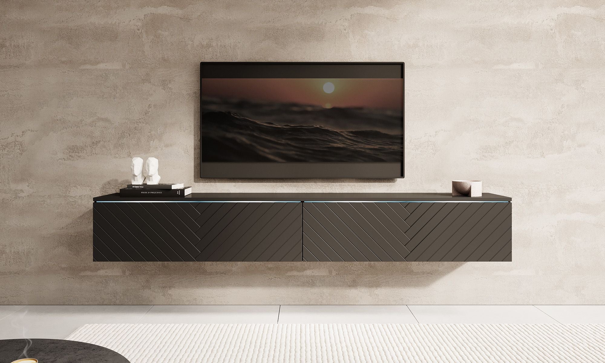 Dixon - TV-Meubel - Zwart visgraat - 180 cm