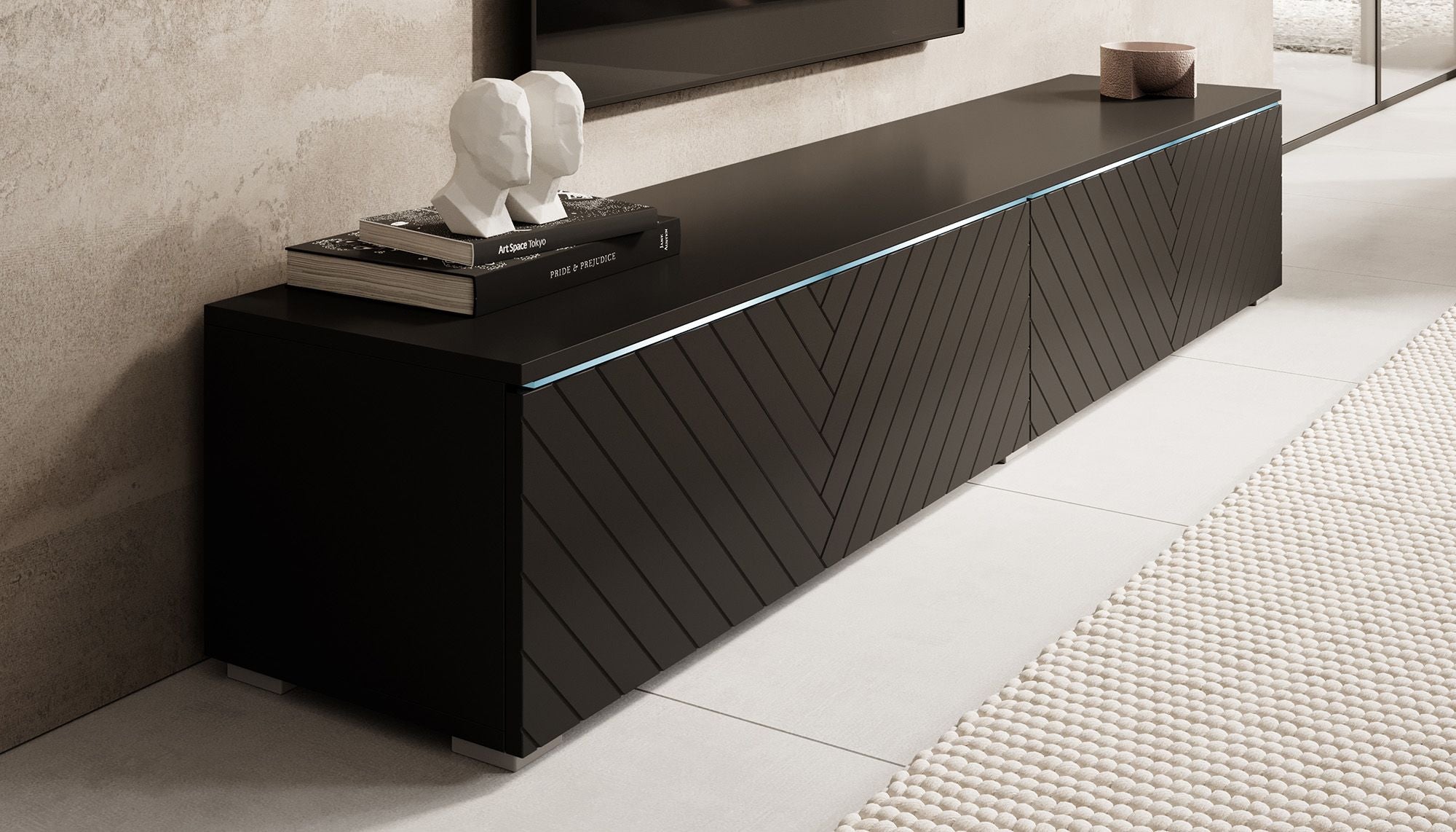 Dixon - TV-Meubel - Zwart visgraat - 180 cm