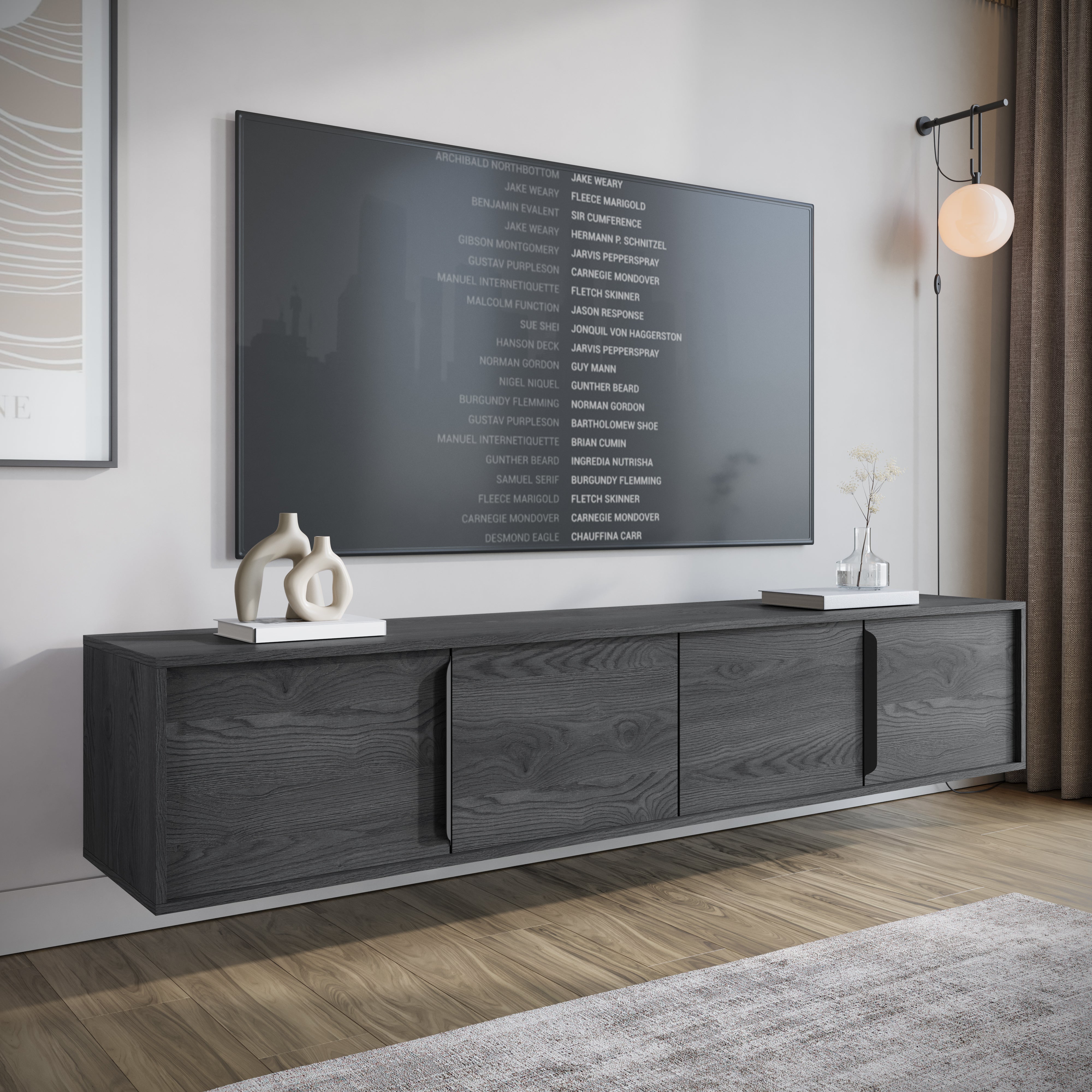 Elora - TV-Meubel met 4 deuren - Grijs eiken - 200 cm