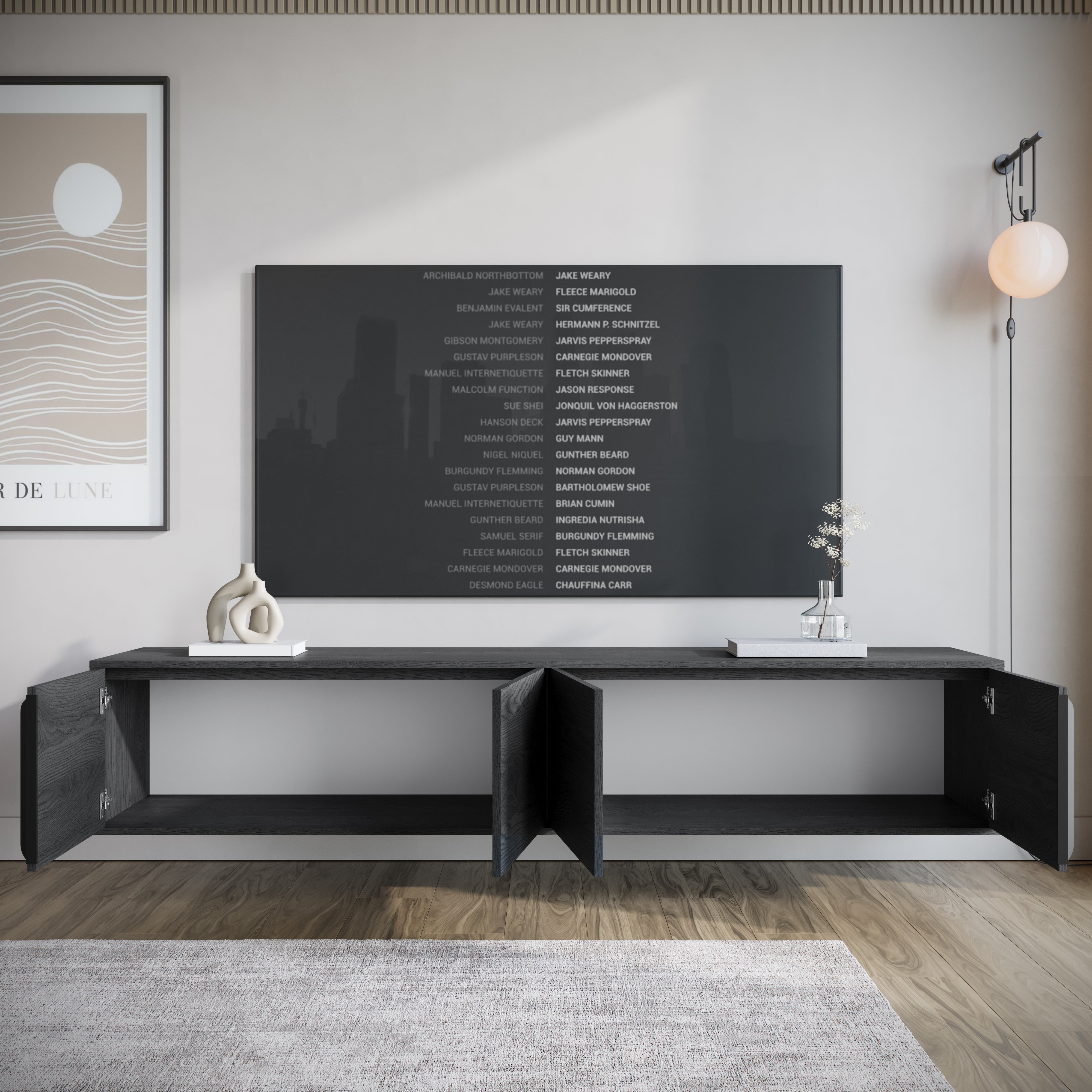 Elora - TV-Meubel met 4 deuren - Grijs eiken - 200 cm