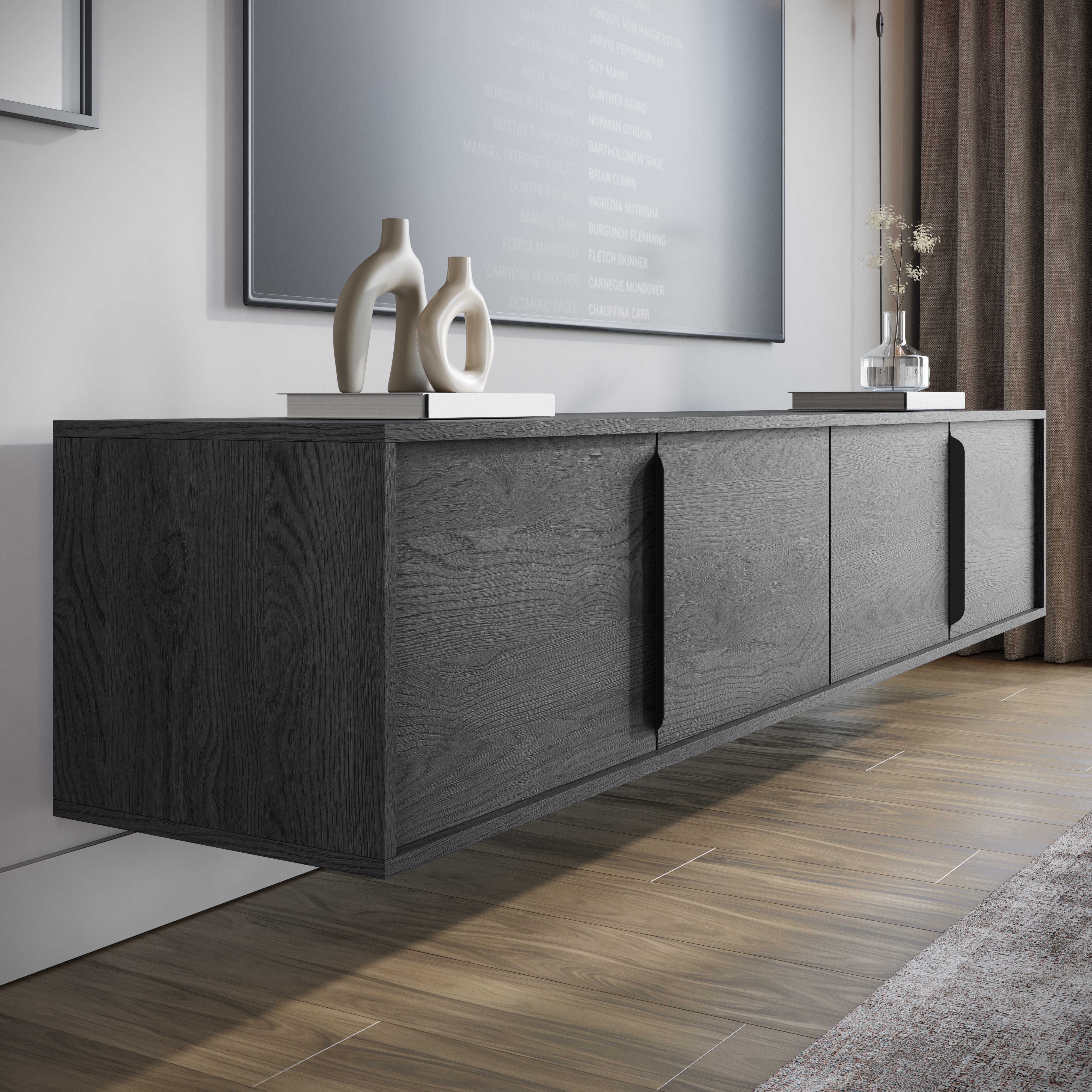 Elora - TV-Meubel met 4 deuren - Grijs eiken - 200 cm