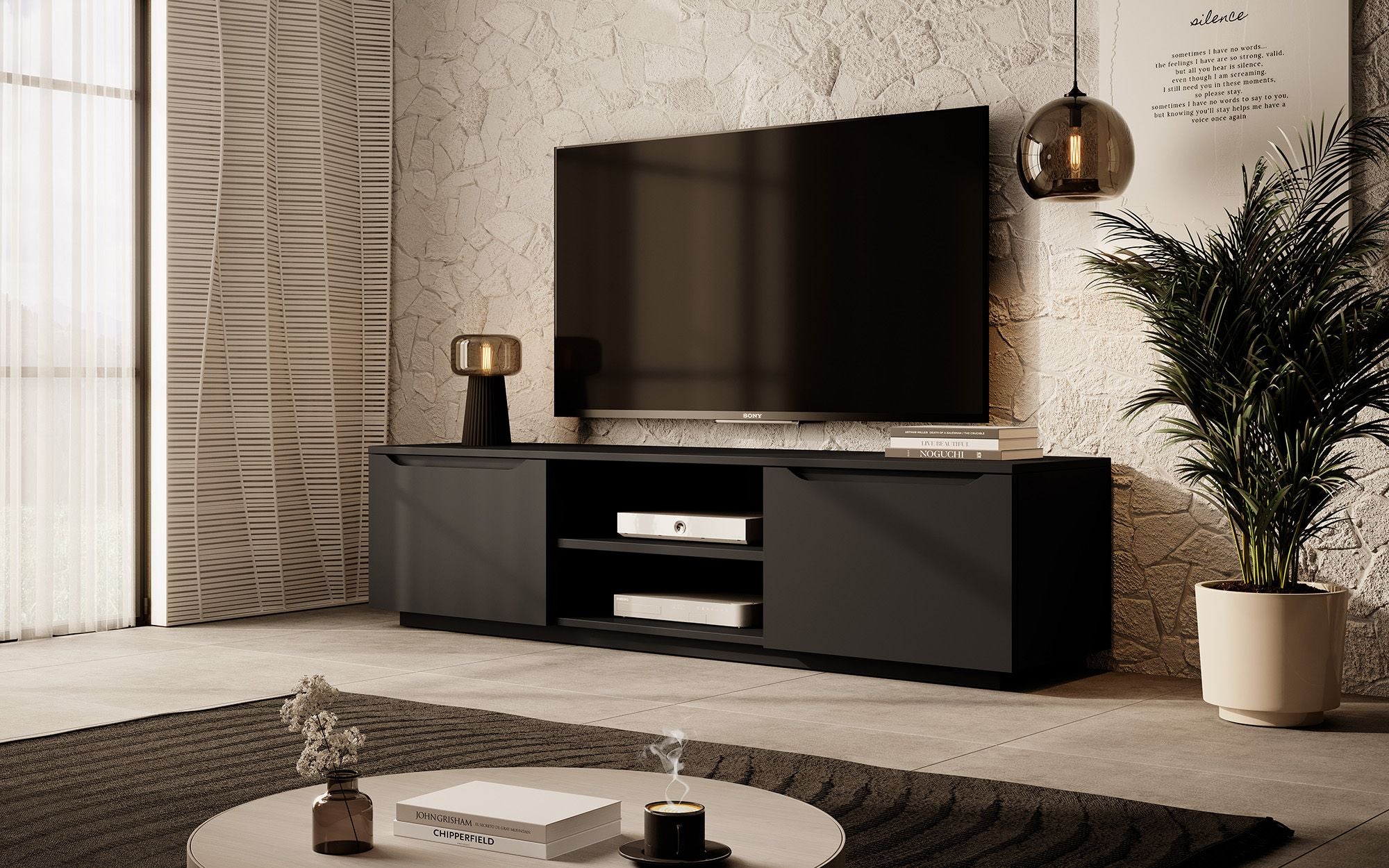 Fairmont - TV-Meubel - Mat zwart - 160 cm