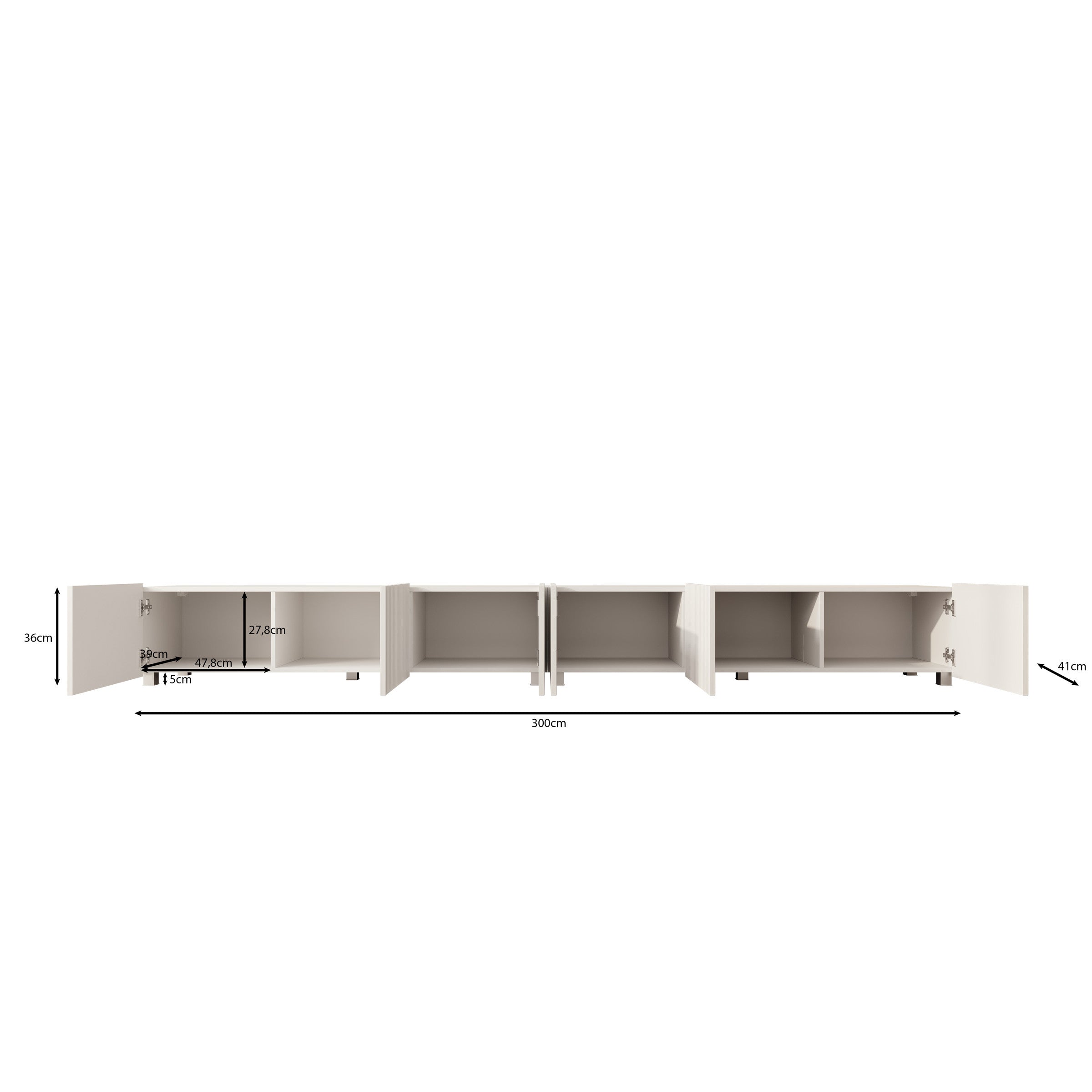 Kenderes - TV-Meubel - Zwart - 300x41x36 cm