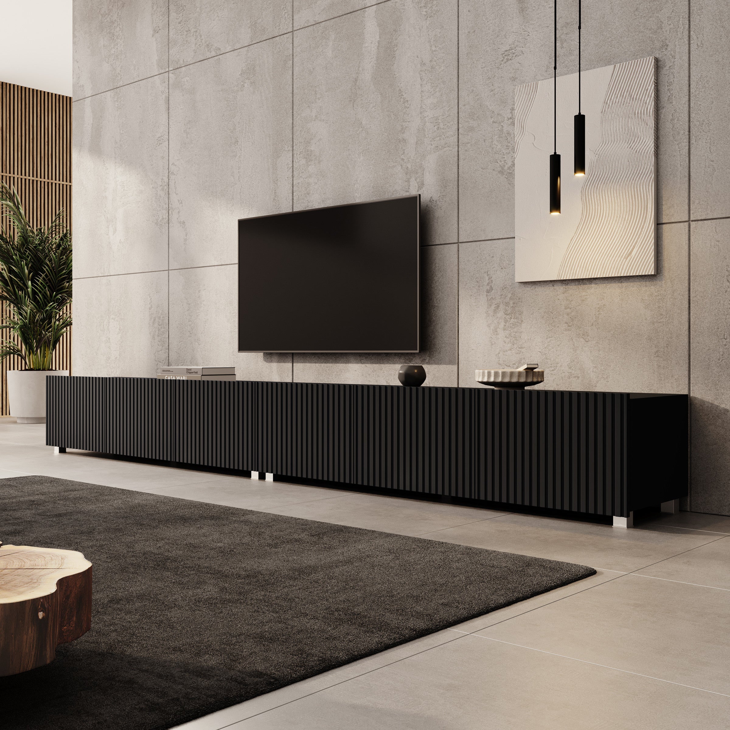 Kenderes - TV-Meubel - Zwart - 300x41x36 cm