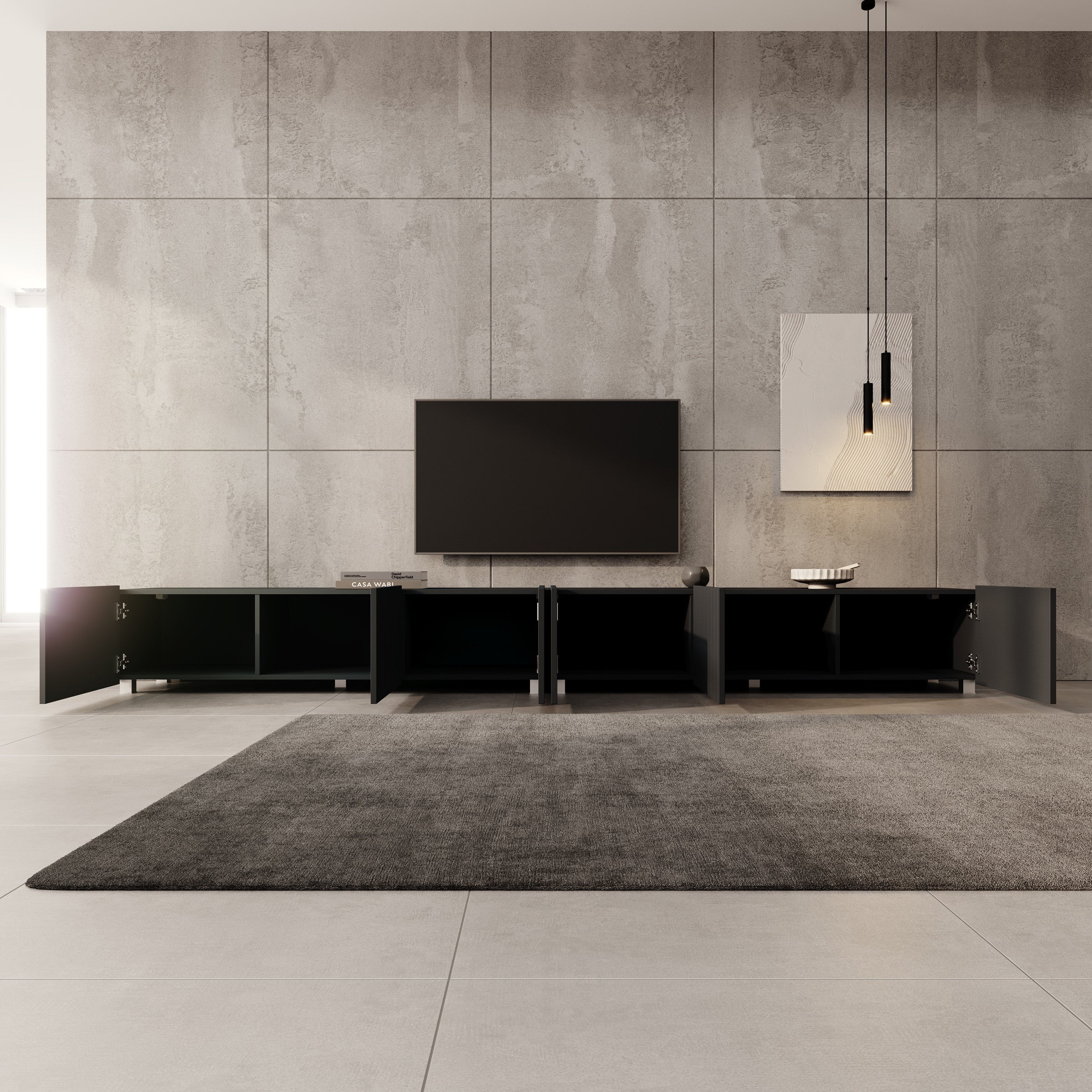 Kenderes - TV-Meubel - Zwart - 300x41x36 cm