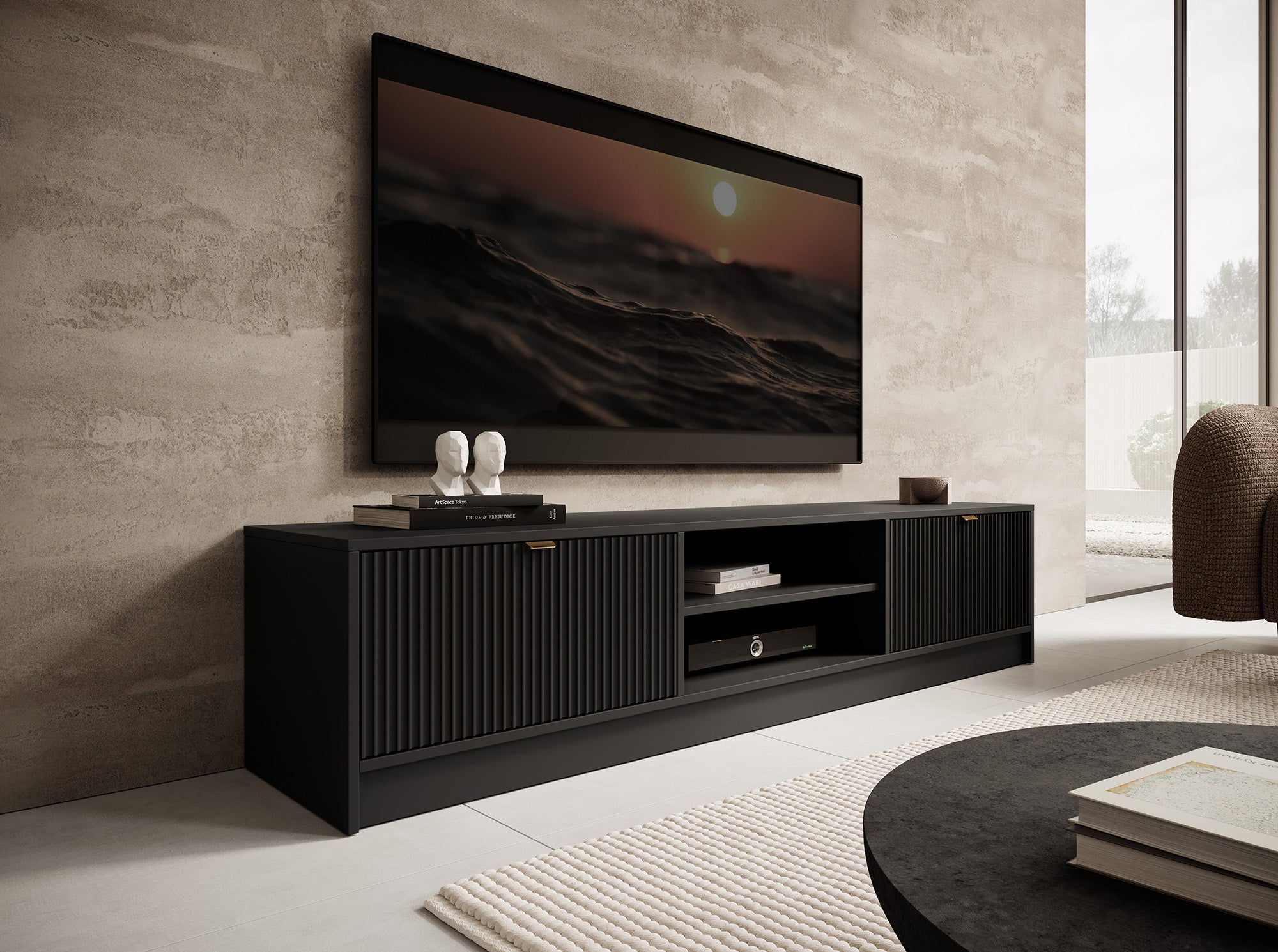 Tavares - TV-Meubel - Zwart  - 180 cm