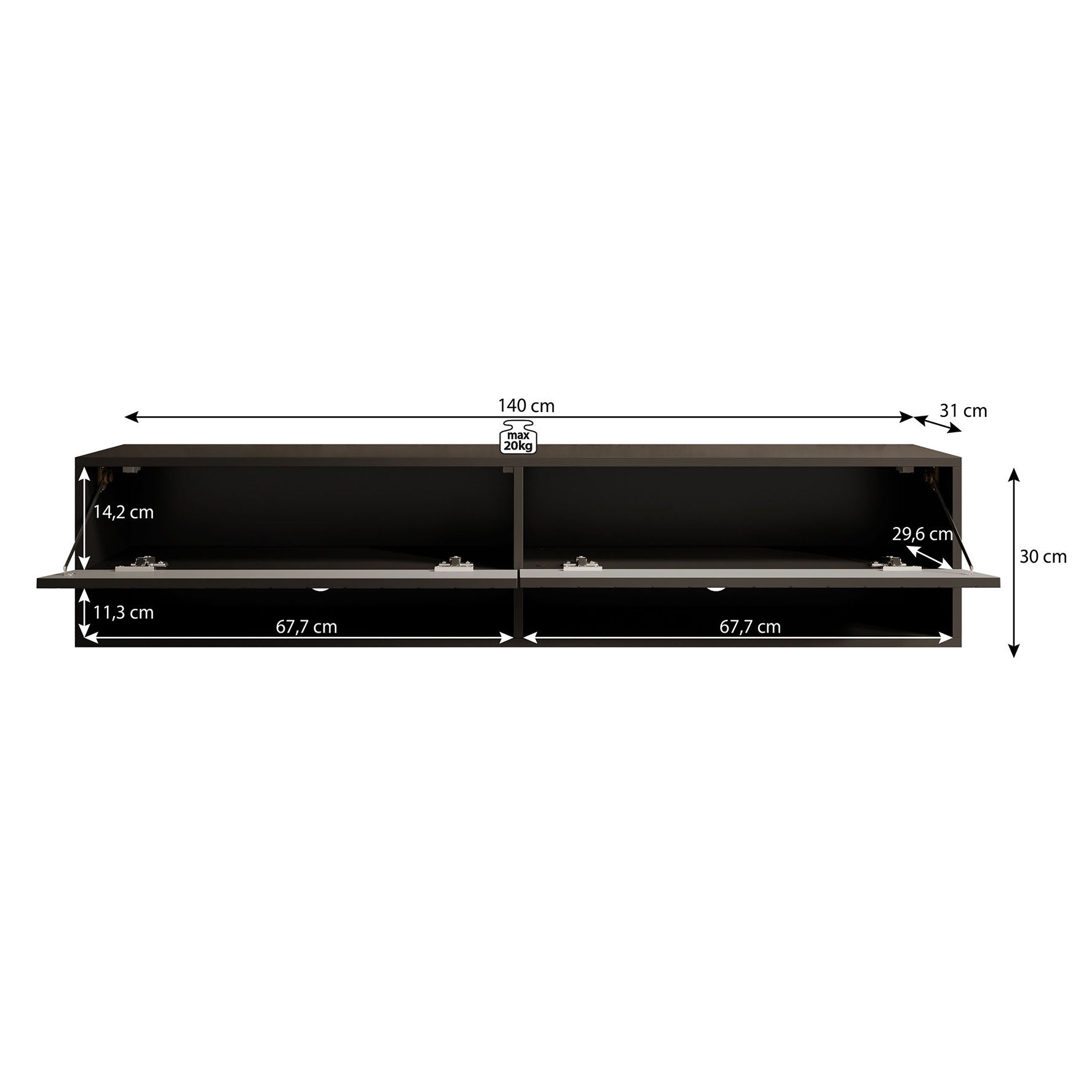 Asino - TV-Meubel  - Zwart visgraat - 140 cm