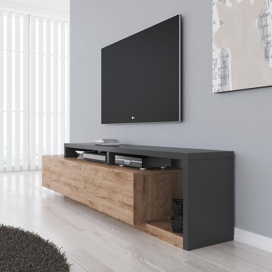 Bello - TV-Meubel met lade - Eiken/antraciet  - 219 cm