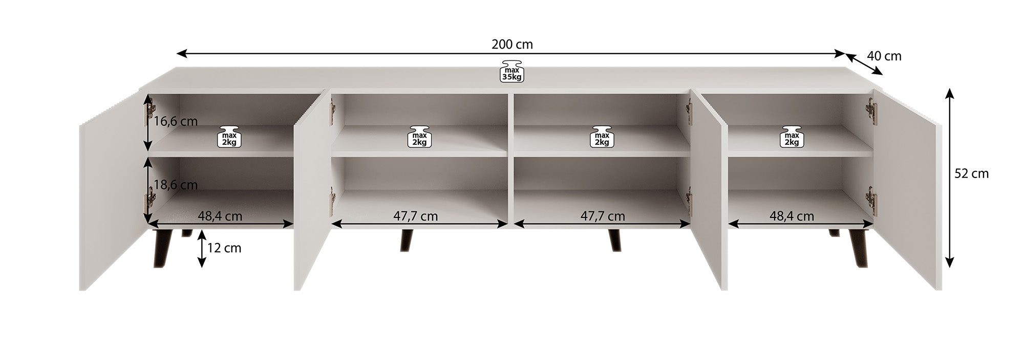 Palamos - TV-Meubel - Mat zwart