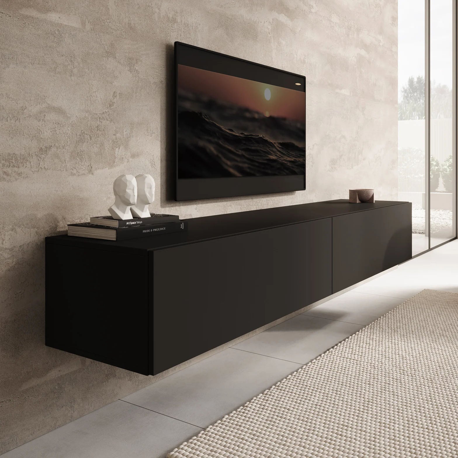 Palm - TV-Meubel - Mat zwart - 200 cm