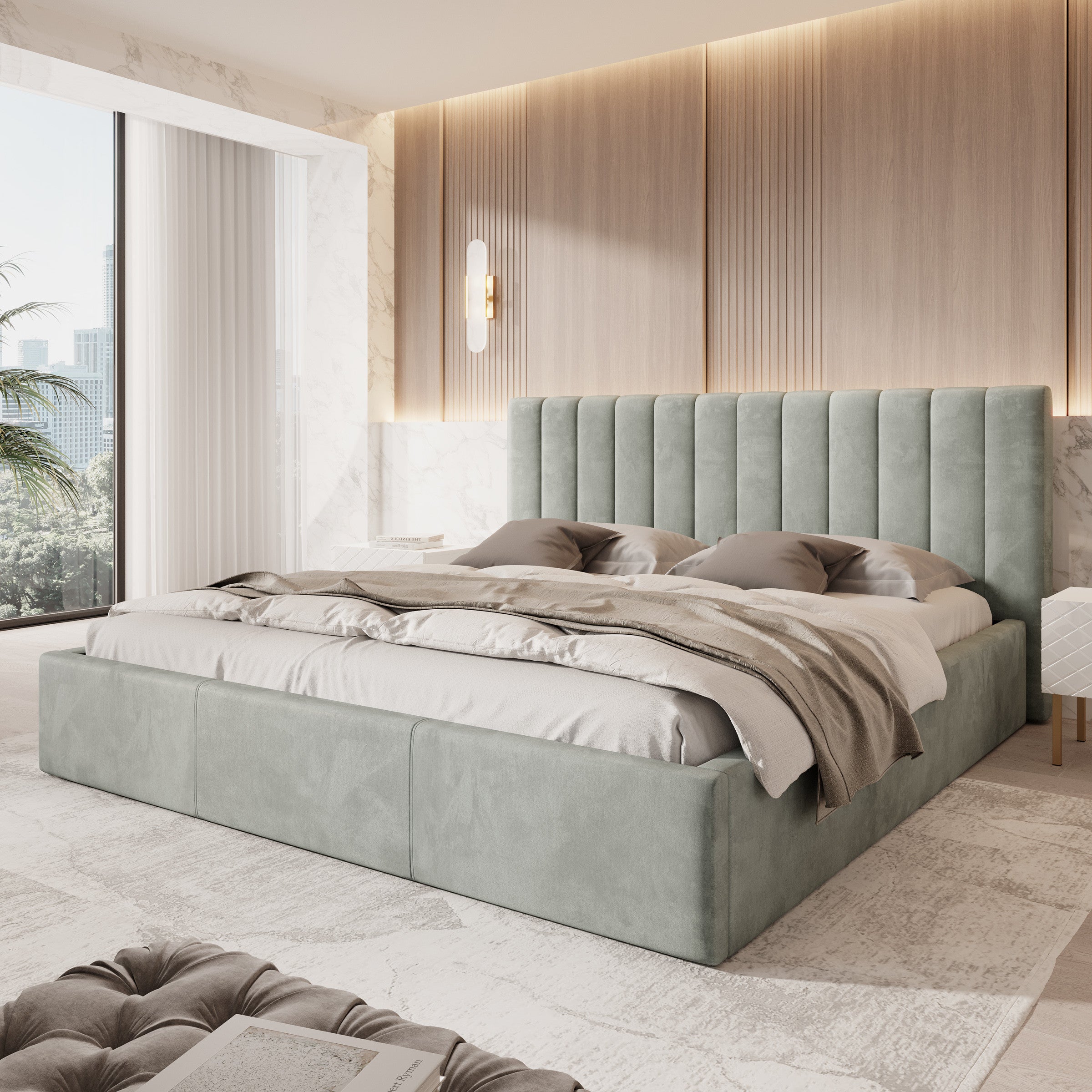 Chief - Tweepersoonsbed - Velvet grijs - 200x200 cm