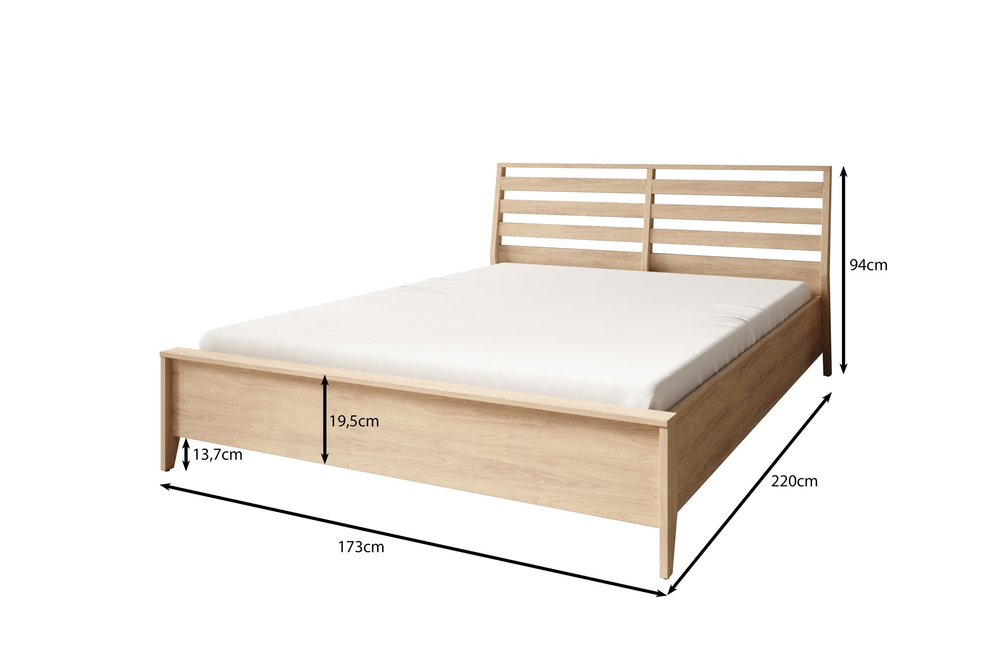 Cody - Tweepersoonsbed met opbergruimte - Eiken - 160x200 cm