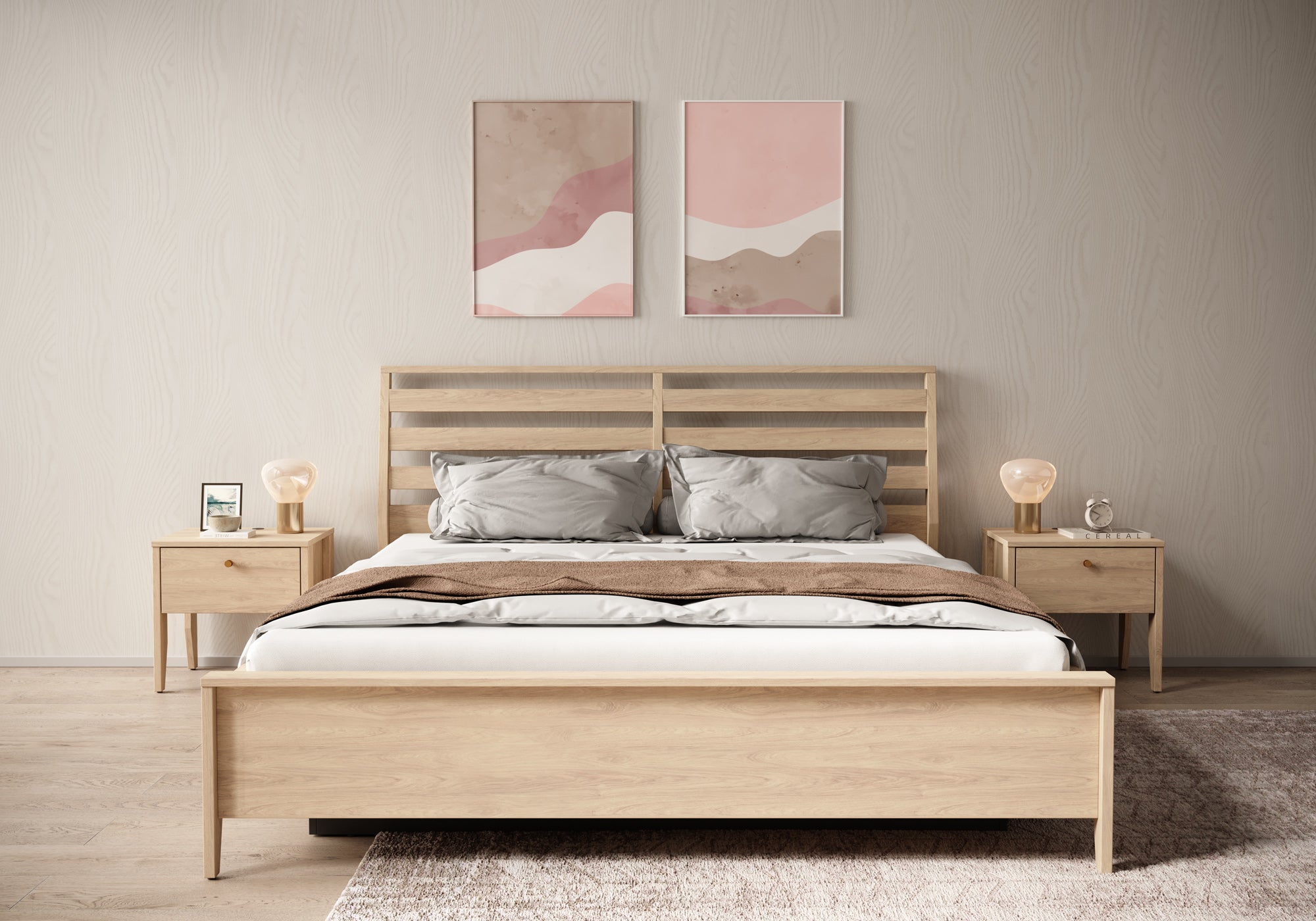 Cody - Tweepersoonsbed met opbergruimte - Eiken - 160x200 cm