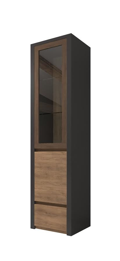 Monaco - Vitrinekast - Eiken/grijs - 50x43x197 cm