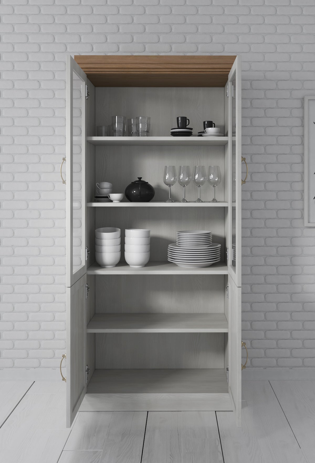 River - Vitrinekast - Wit/eiken - 87x39x187 cm