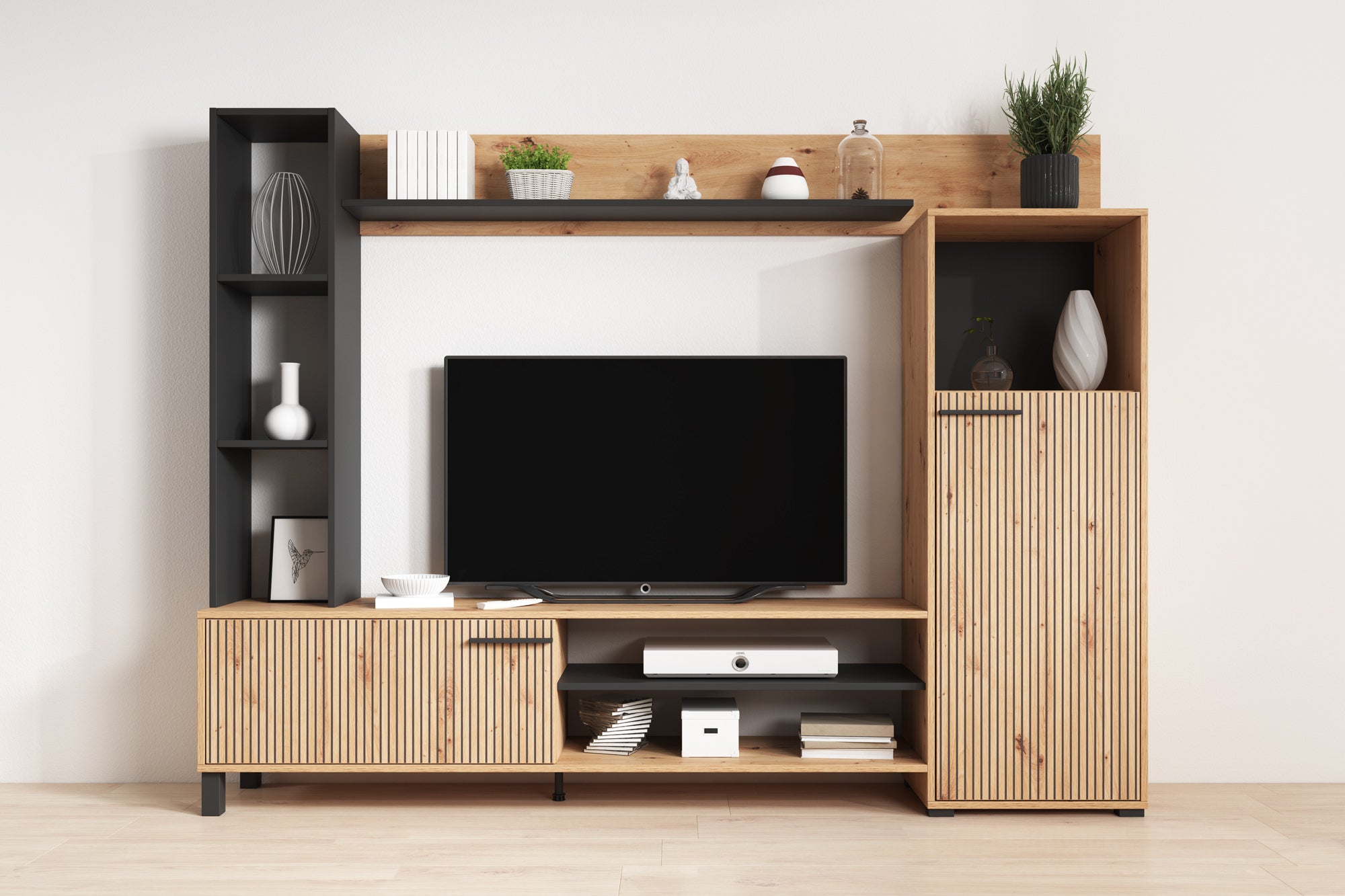 Ronald - Wandmeubel - Eiken - 208x33x157 cm