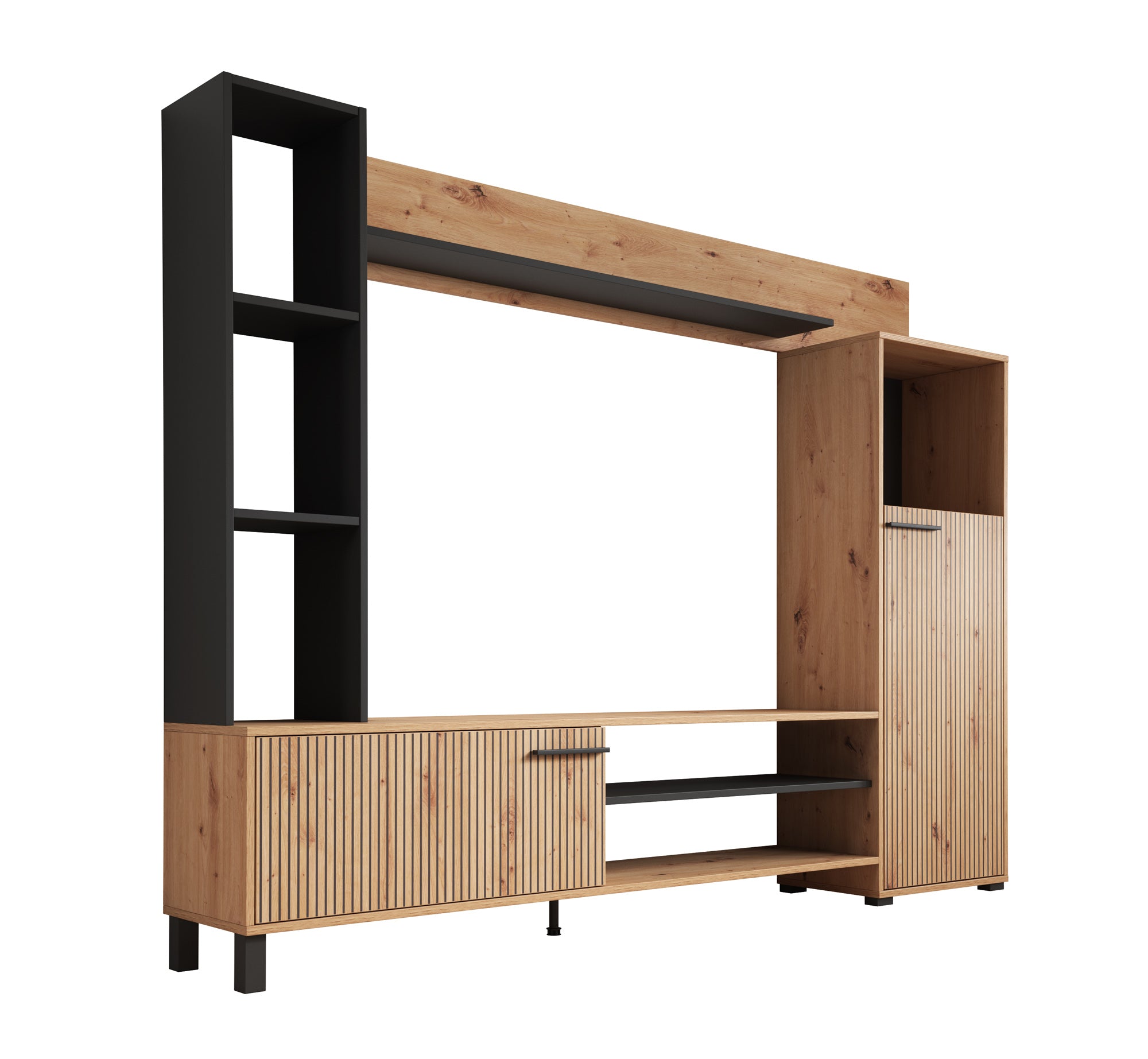 Ronald - Wandmeubel - Eiken - 208x33x157 cm