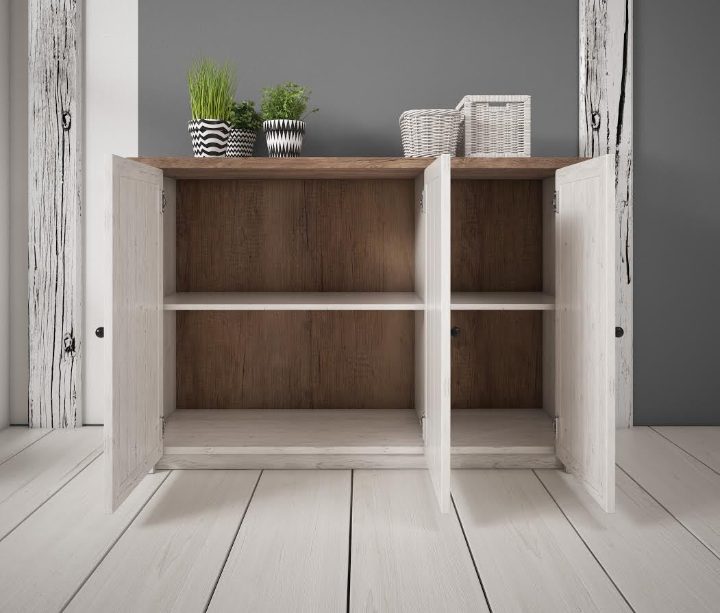 Parello 4 - Dressoir - Wit/eiken - 130x43x88 cm