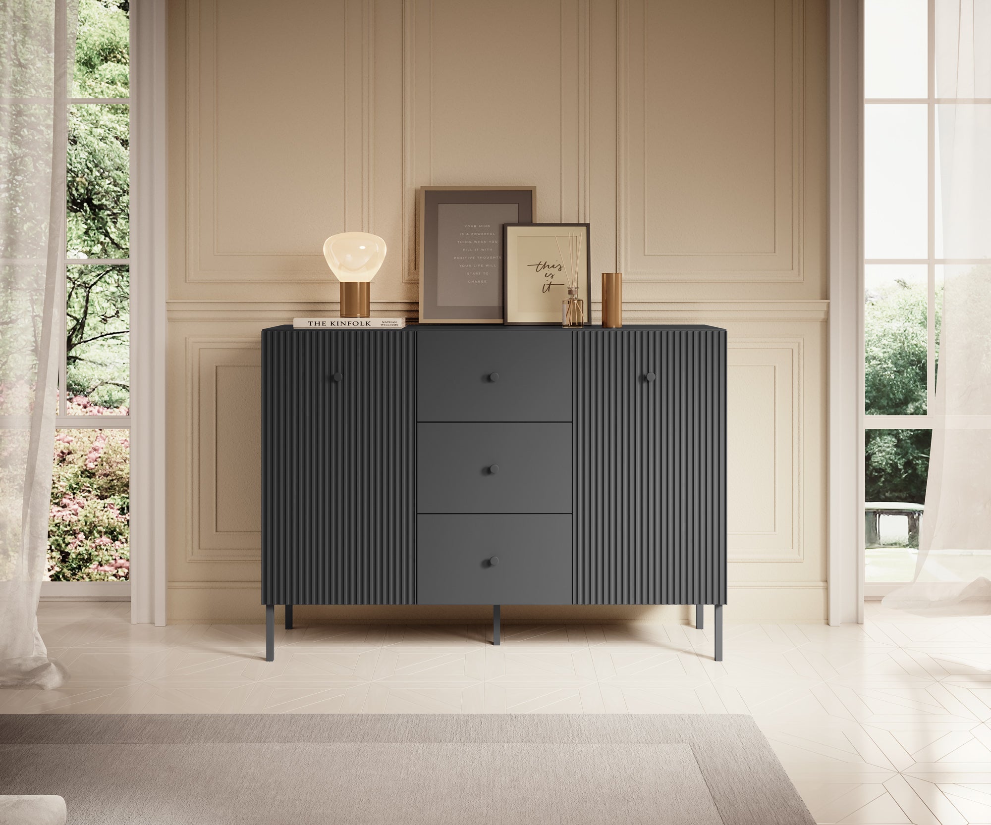 Vermont - Dressoir - Antraciet - 135x98x42 cm