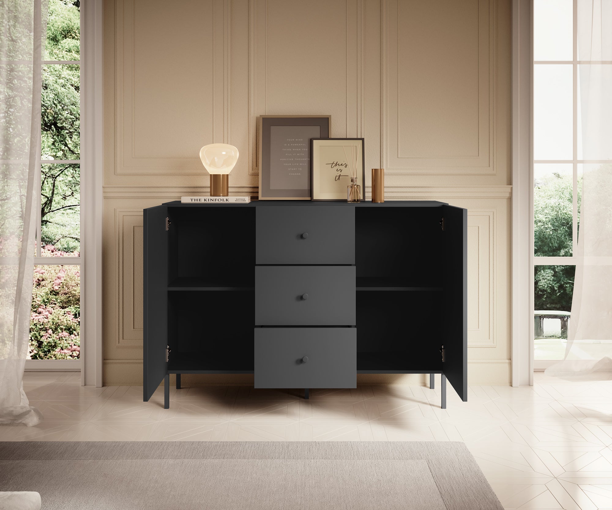 Vermont - Dressoir - Antraciet - 135x98x42 cm
