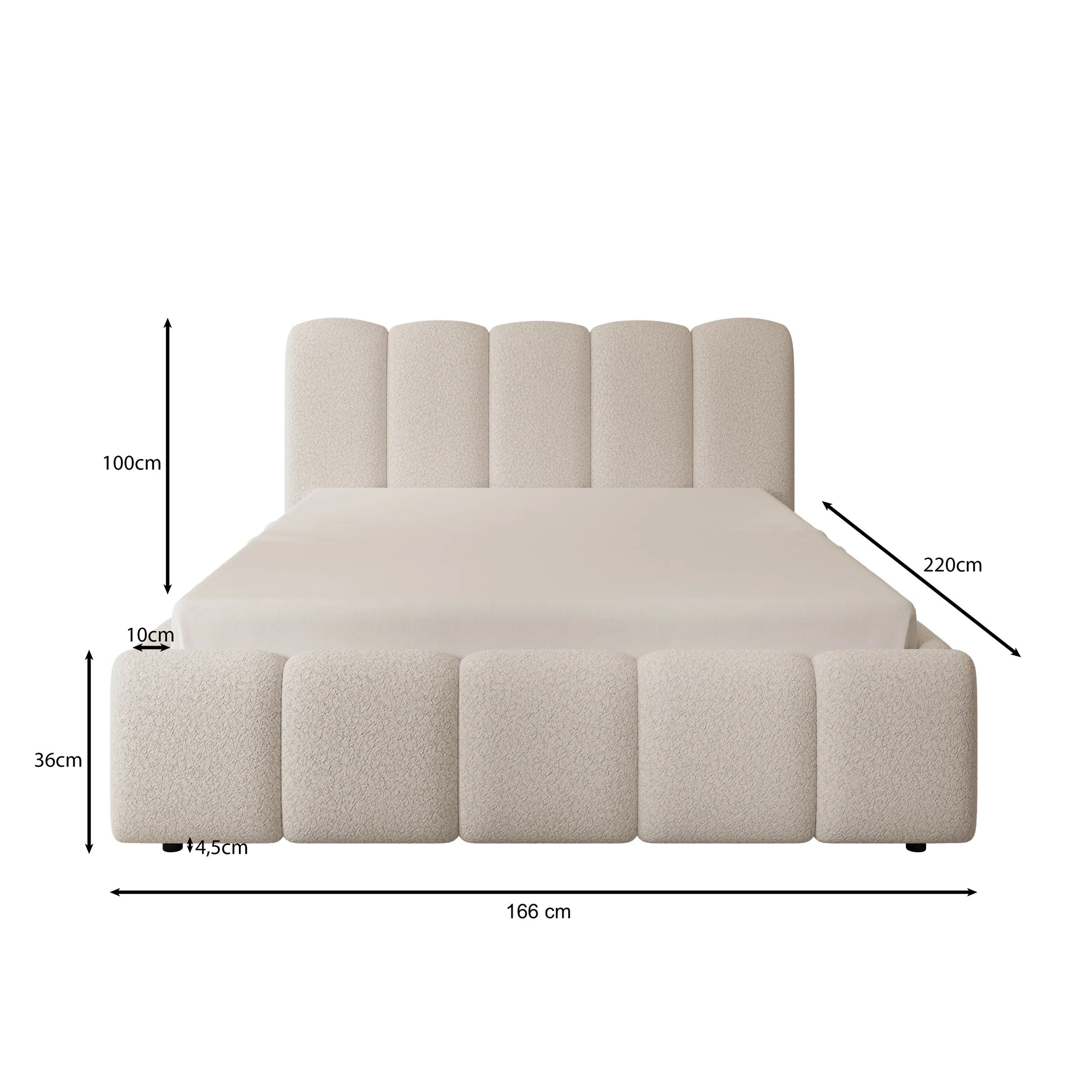 Nolena - Tweepersoonsbed - Beige stof - 140x200 cm