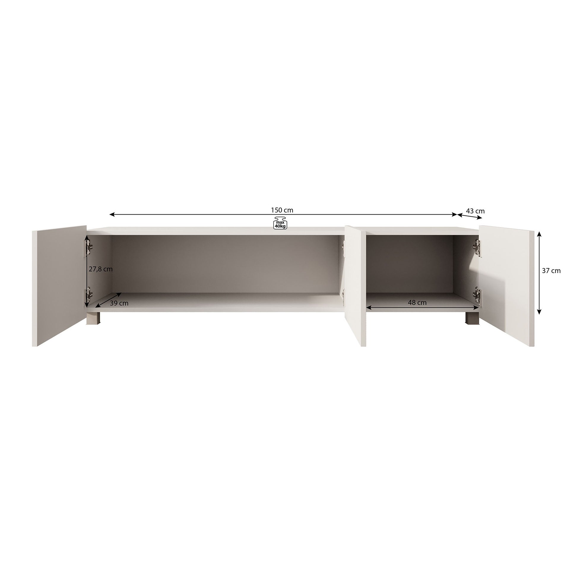 Calabas - TV-Meubel met 3 deuren - Eiken - 150 cm