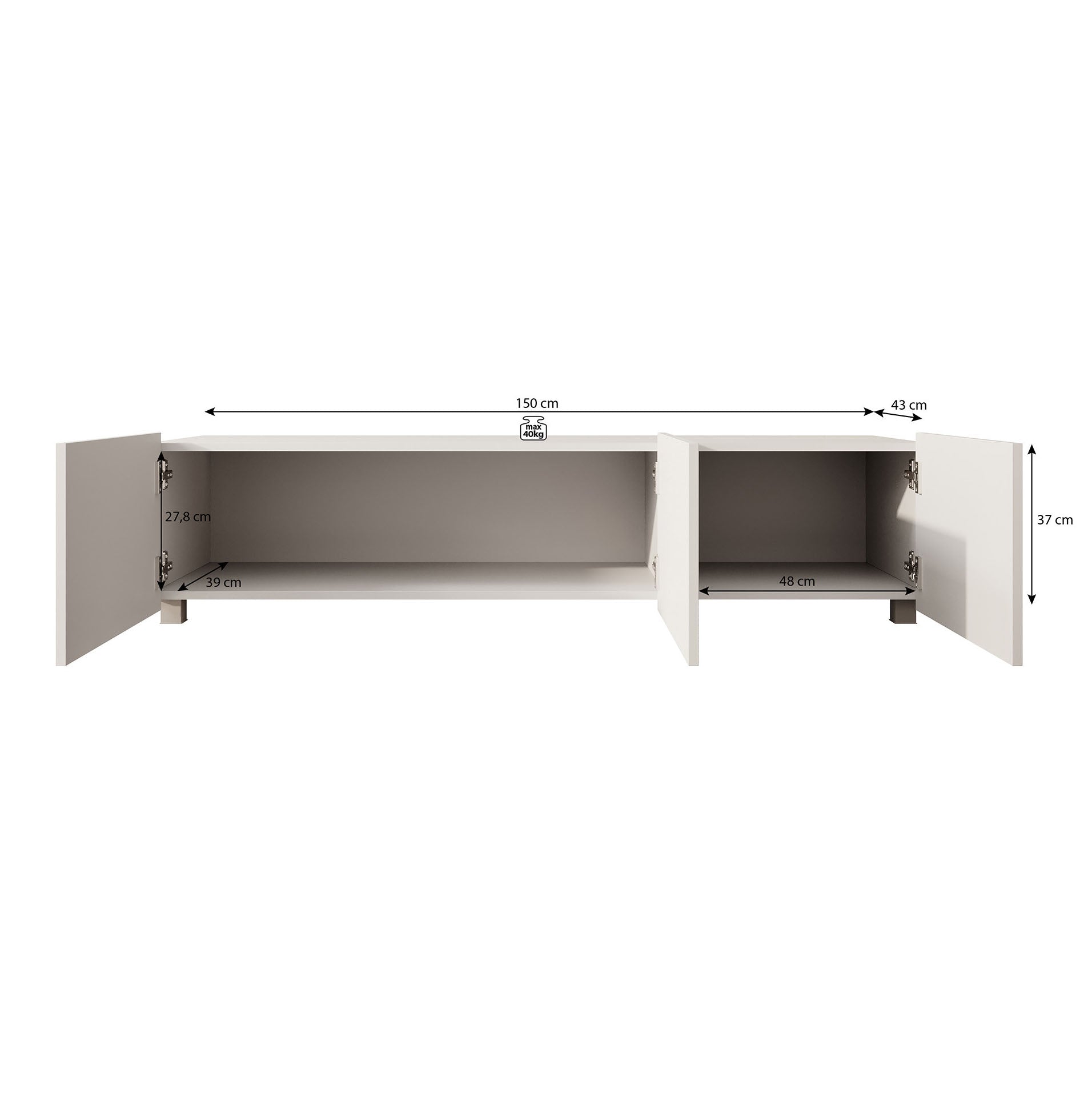 Calabas - TV-Meubel met 3 deuren - Wit - 150 cm