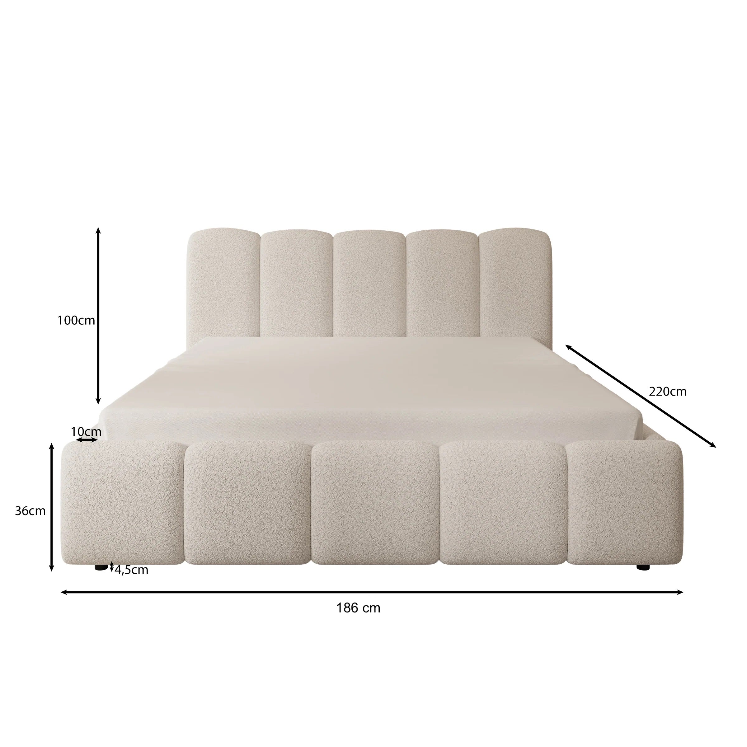 Nolena - Tweepersoonsbed - Beige teddystof - 160x200 cm