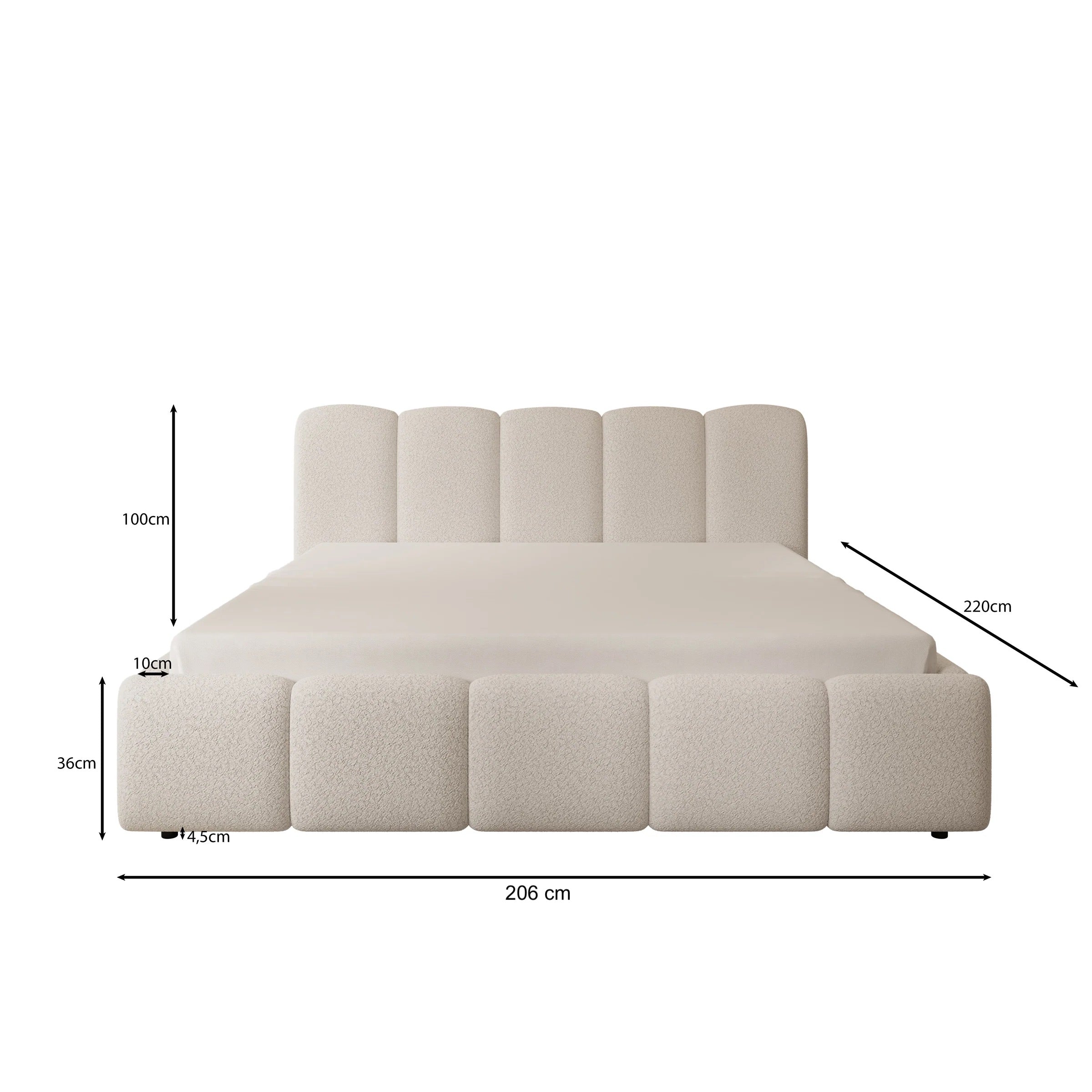 Nolena - Tweepersoonsbed - Beige teddystof - 180x200 cm