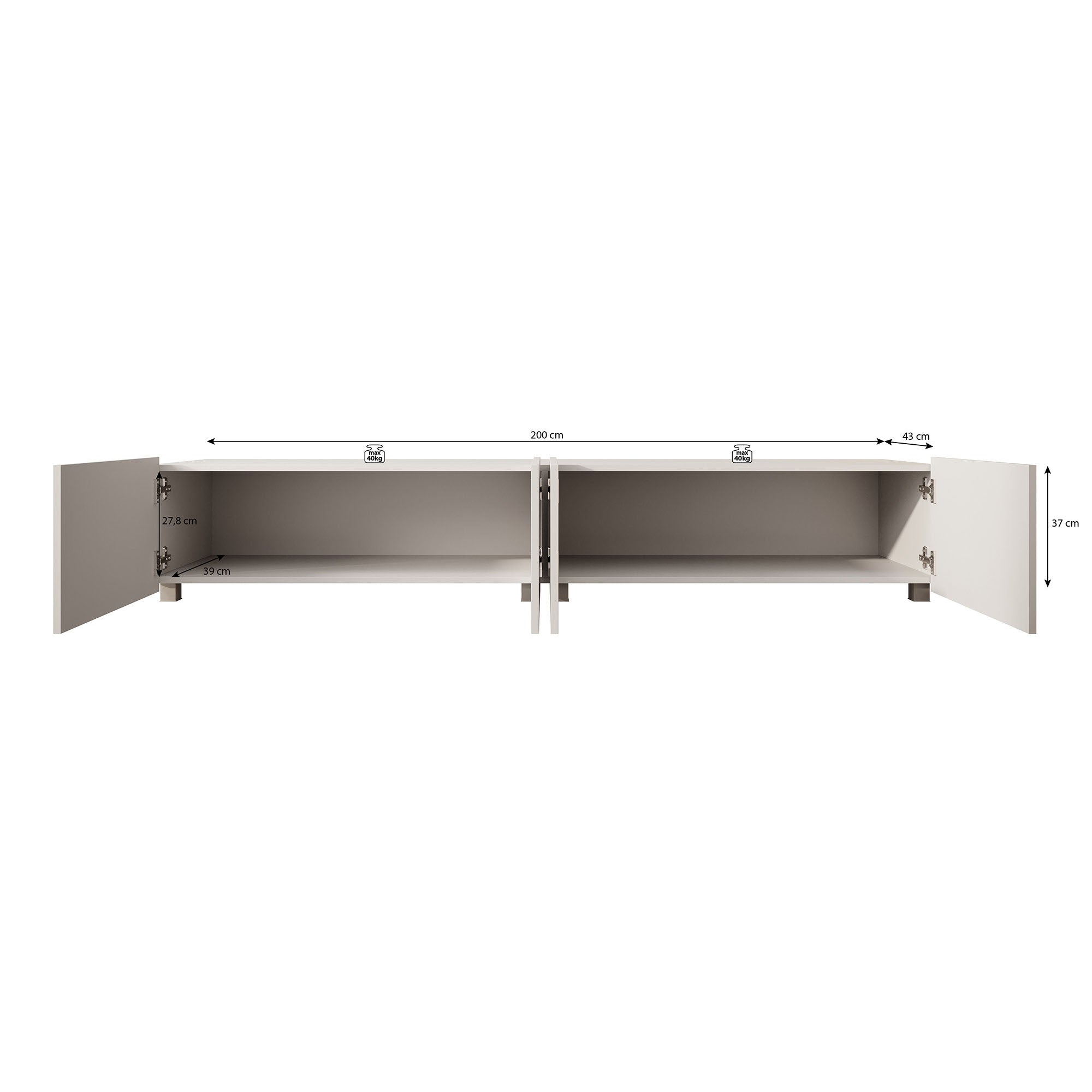 Calabas - TV-Meubel met 4 deuren - Eiken - 200 cm